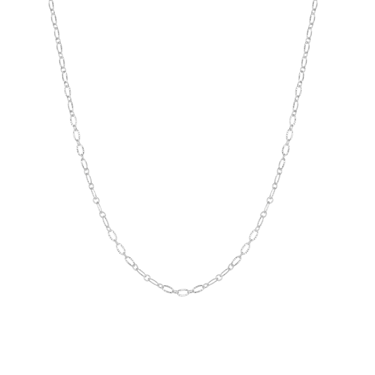 Mejoma Women's Textured Silver Mini Link Chain Necklace - Silver