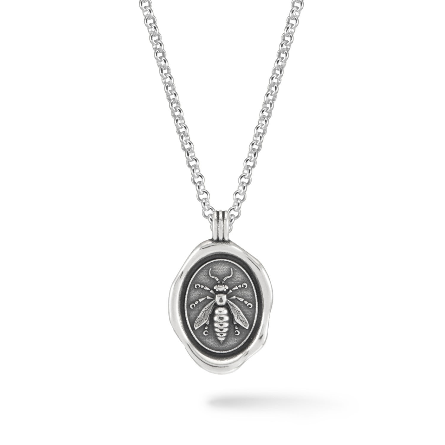 Dower & Hall Silver Mens Resilience Wasp Talisman Necklace In Gray
