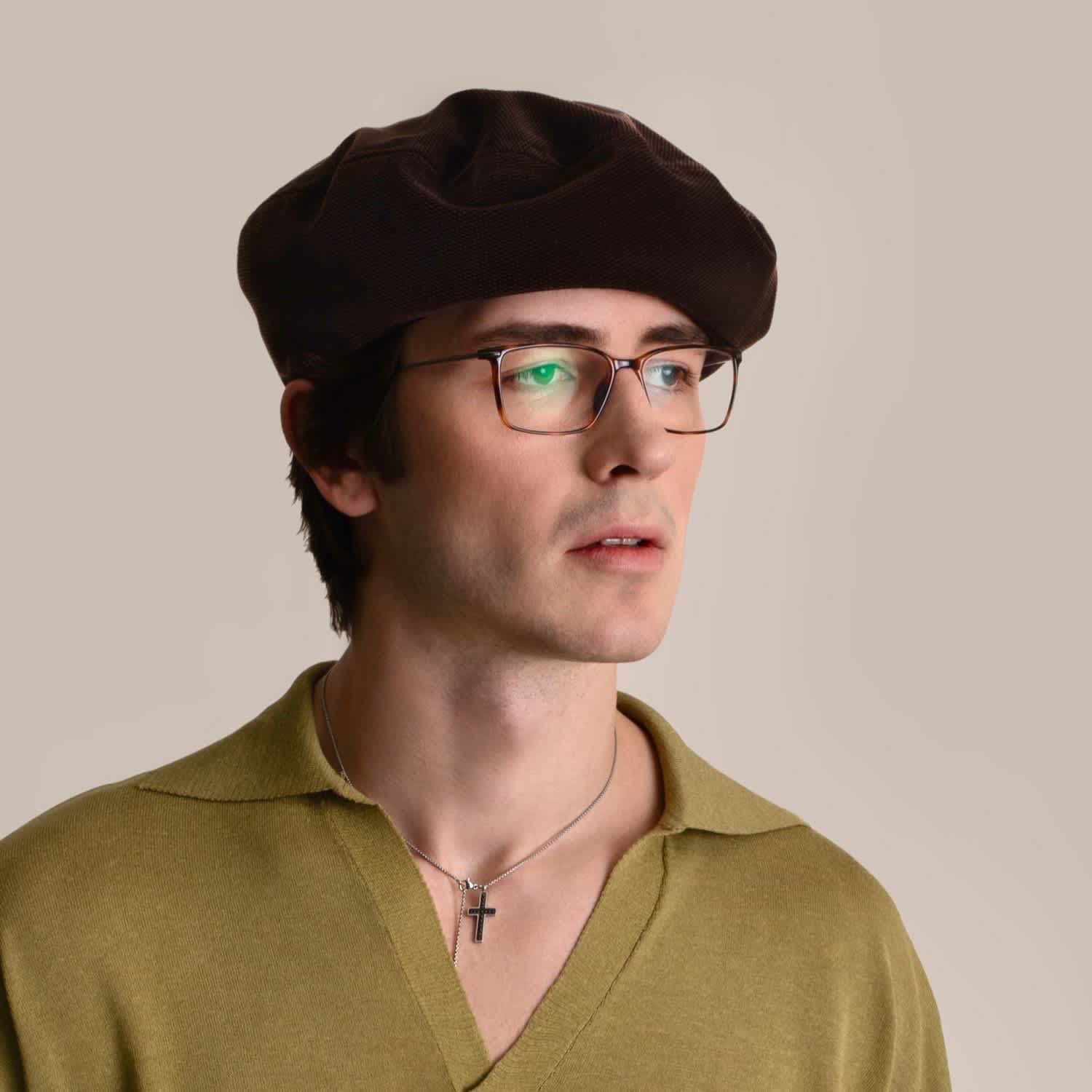 Lucas - Brown Velvet French Beret Hat | SIBI Hats | Wolf & Badger