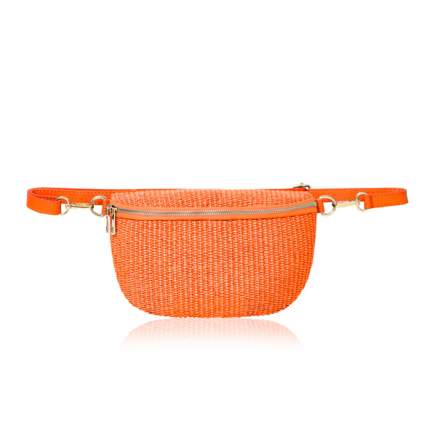 Betsy & Floss Women's Enna Raffia Crossbody And Waist Bag In Orange In Orange