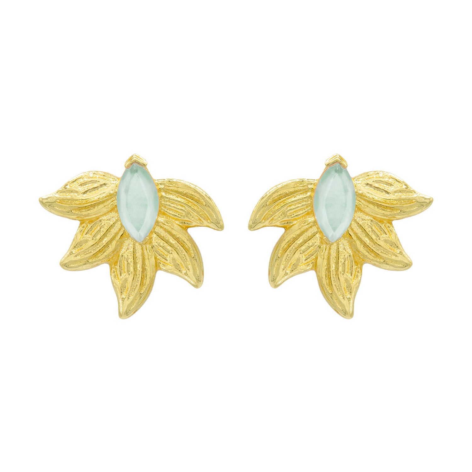 Marcia Moran Women's Gold / Blue Lili Stud Earrings With Aqua Doublet Stone In Multi