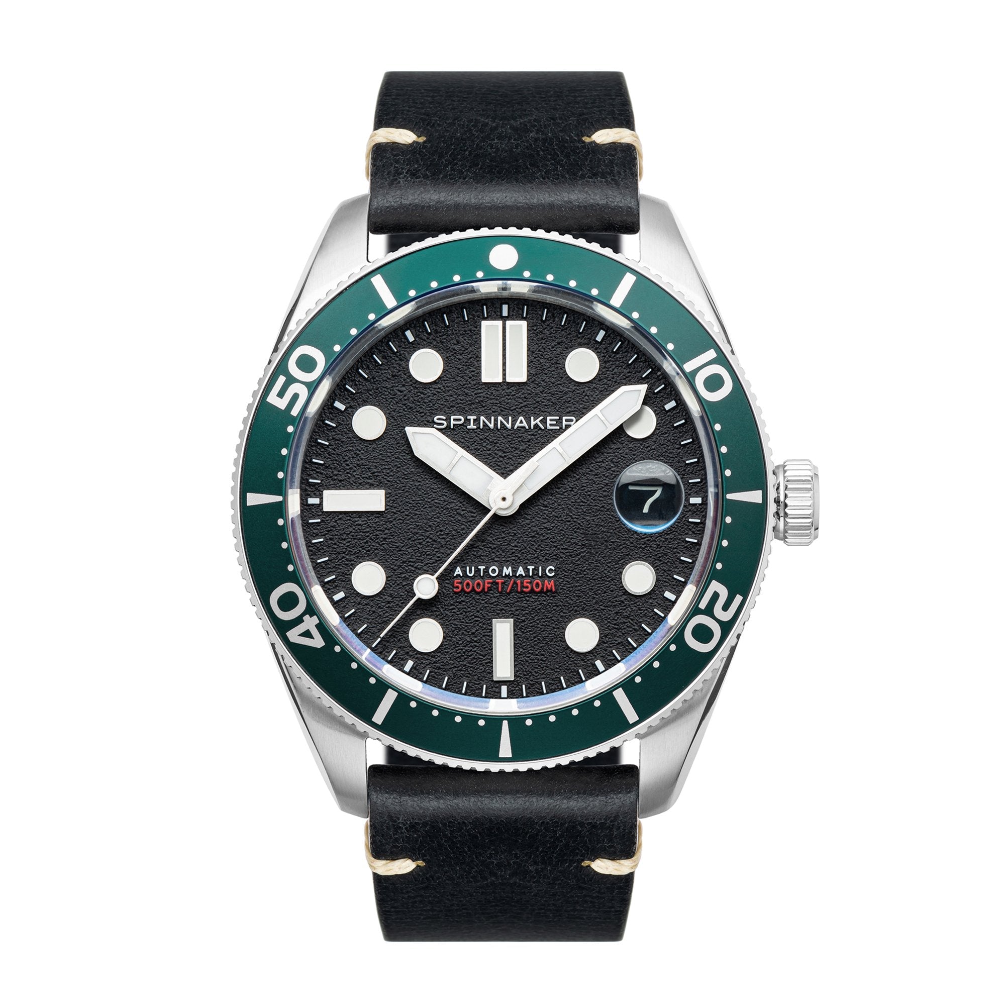 Spinnaker Black  Croft Mid Size Men's Japanese Automatic Nomad Watch In Black