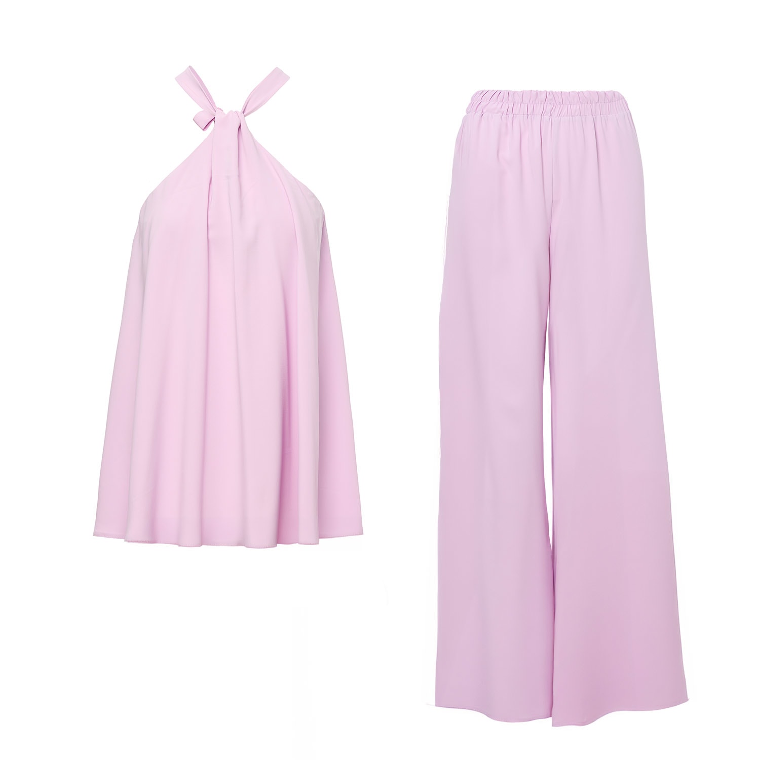 Bluzat Pink / Purple Lila Matching Set With Top And Wide Leg Trousers In Pink/purple