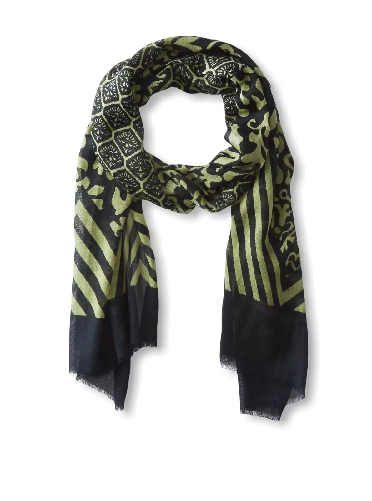 Saachi Women's Green Wylla Mixed Print Cotton Scarf