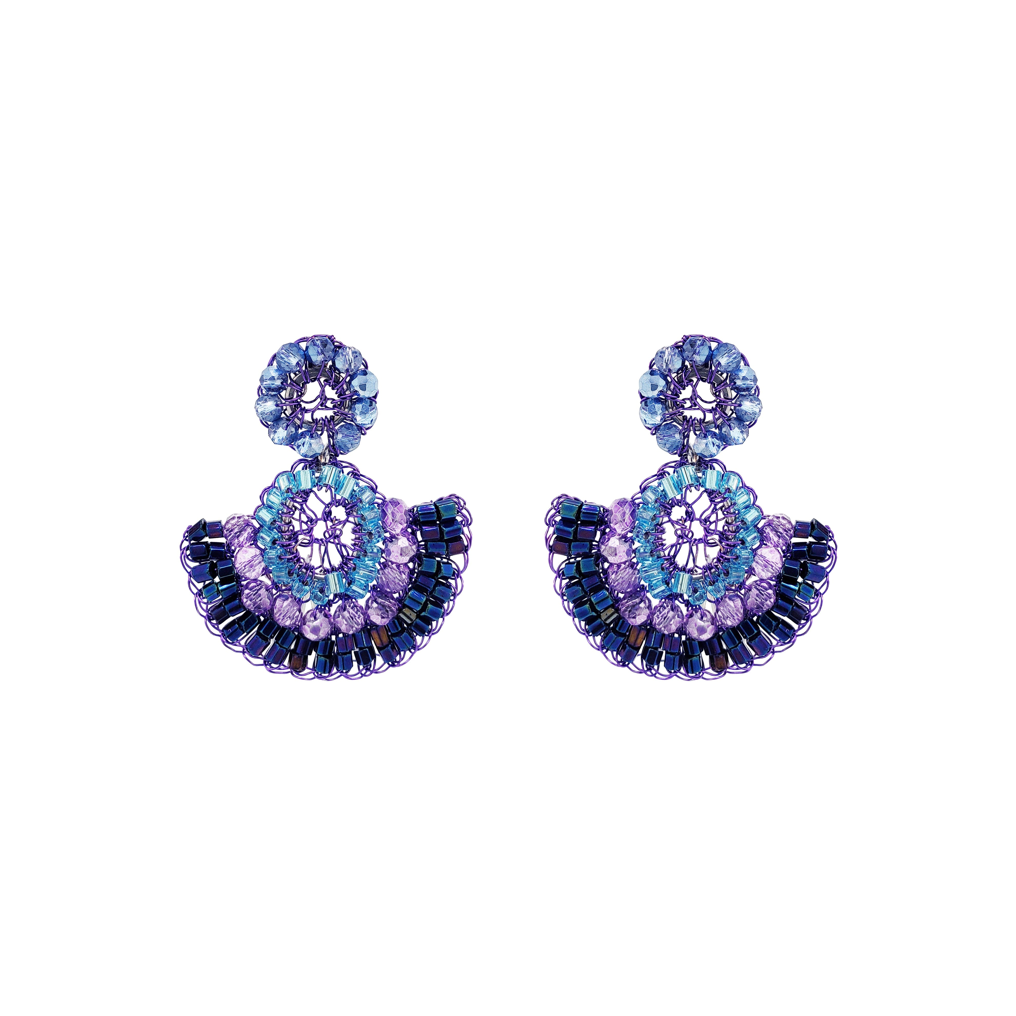 Lavish By Tricia Milaneze Women's Pink / Purple / Silver Neon Purple Mix Althea Mini Dangle Handmade Earrings
