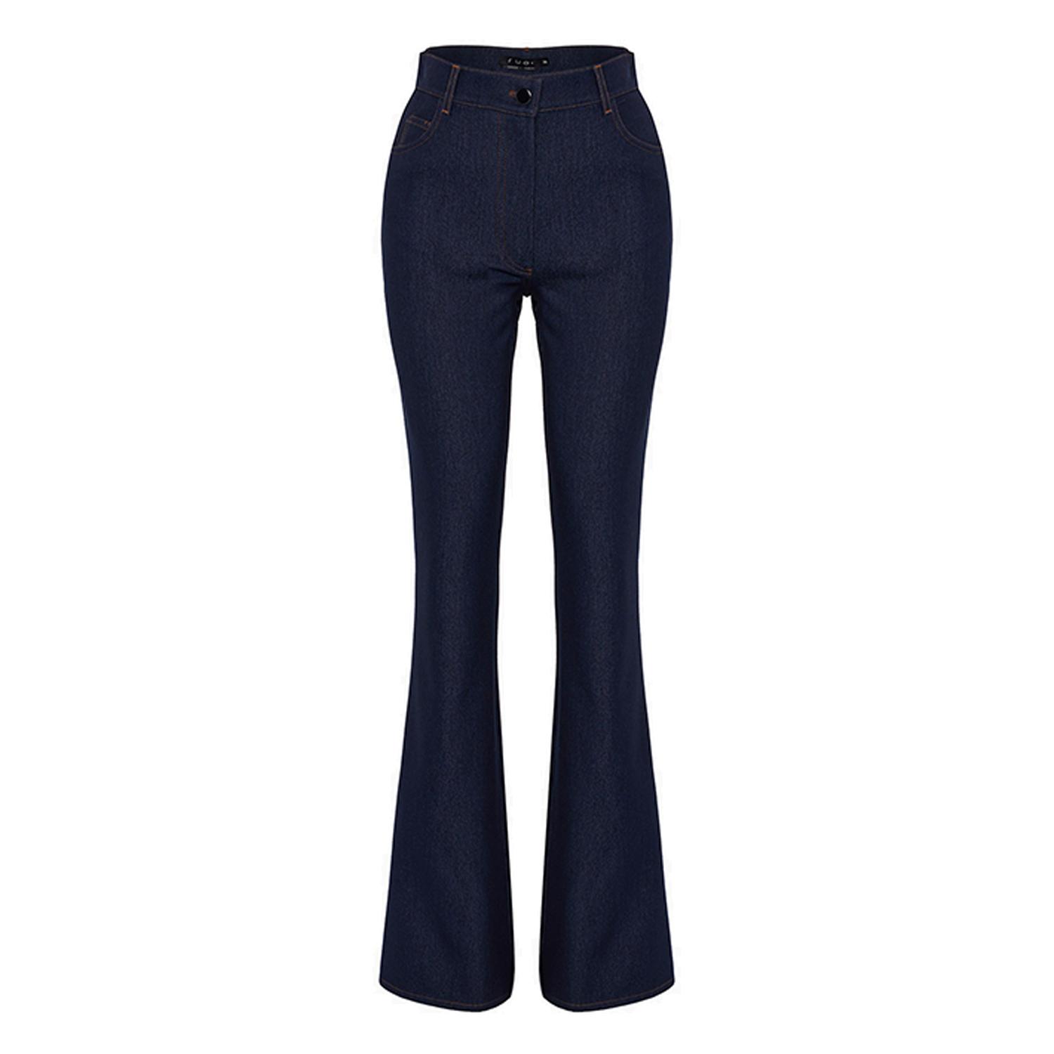 Women’s Blue High Waisted Wide Leg Denim Trousers Xxs Rue Les Createurs