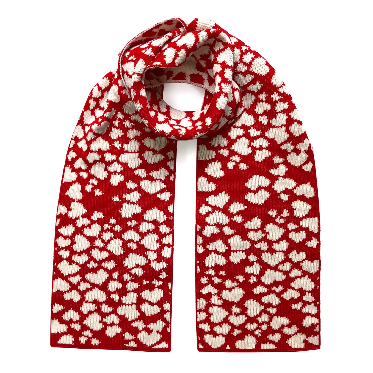 Women’s Hearts Wool & Cashmere Scarf Red Ingmarson