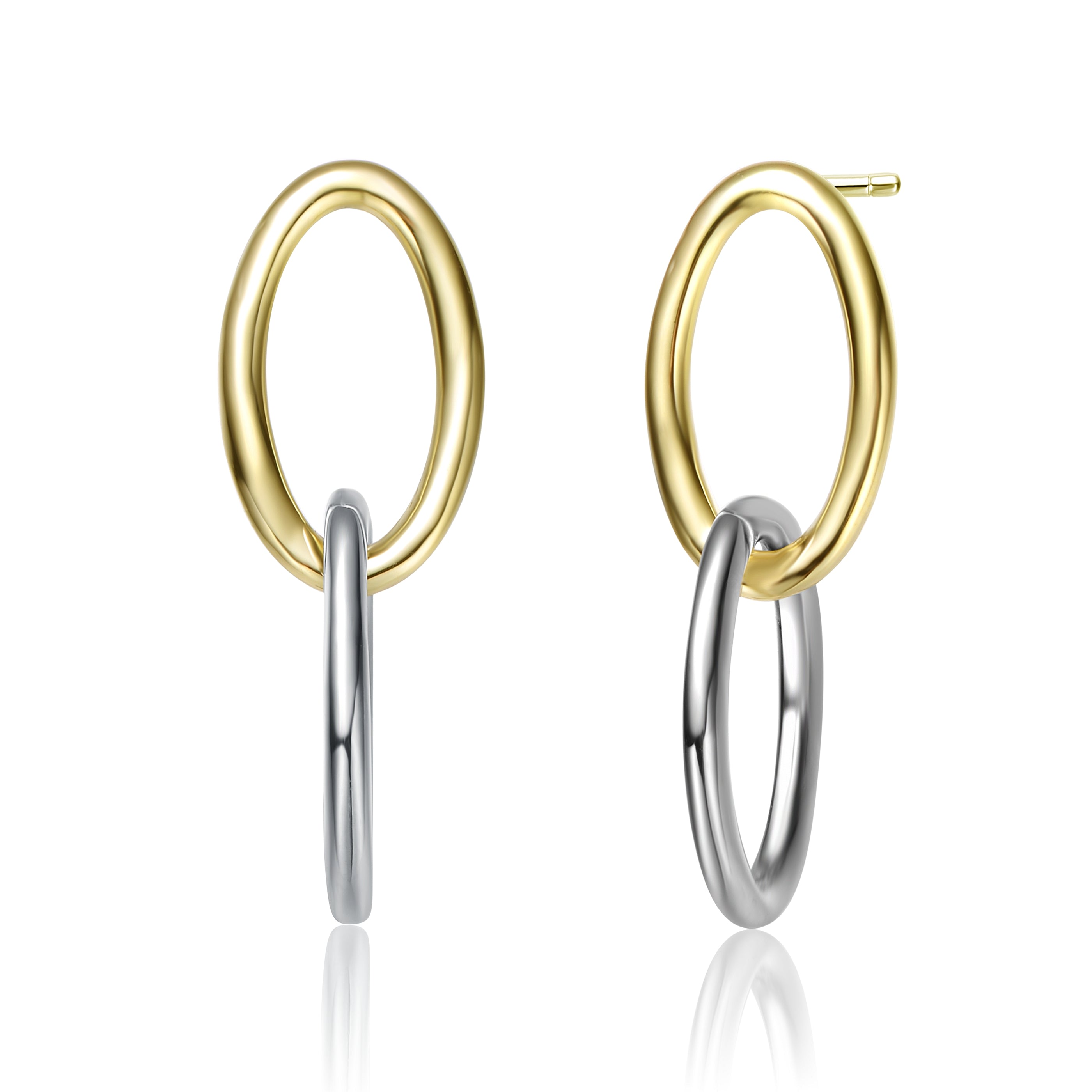 Genevive Jewelry Women's Gold / White Rachel Glauber Gold Plated Two Tone Oval Drop Earrings In Multi