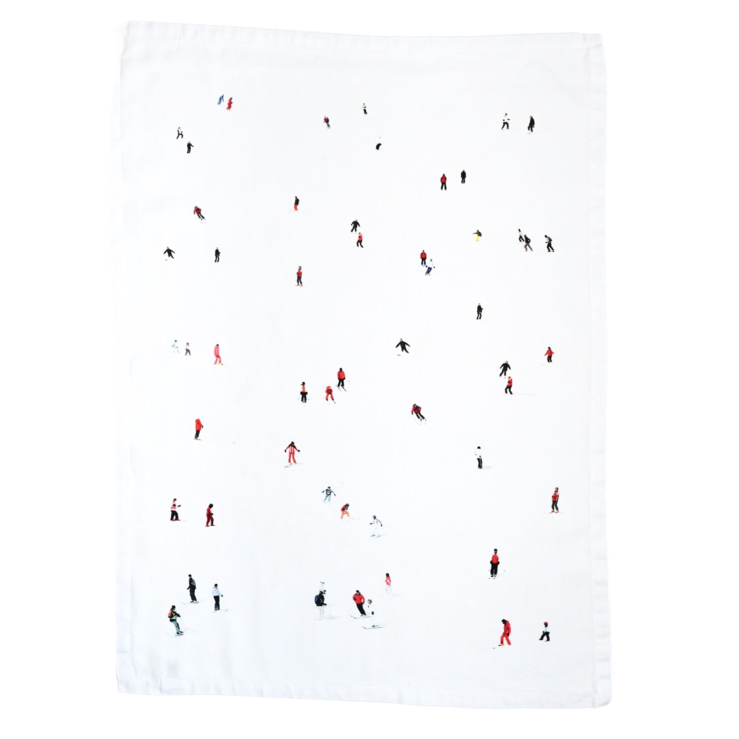 Dede Johnston Skier Printed Linen Tea Towel In White