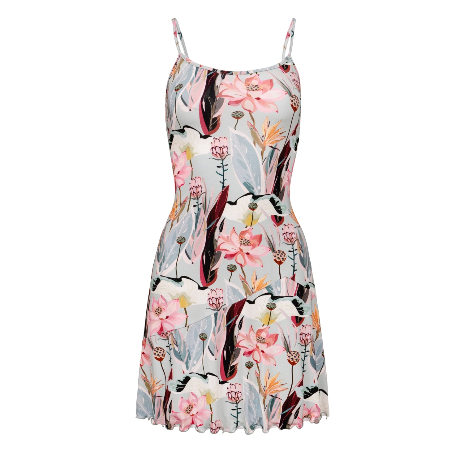Oh!zuza Night&day Women's Rose Gold / Blue Botanica – Floral Slip Nightdress