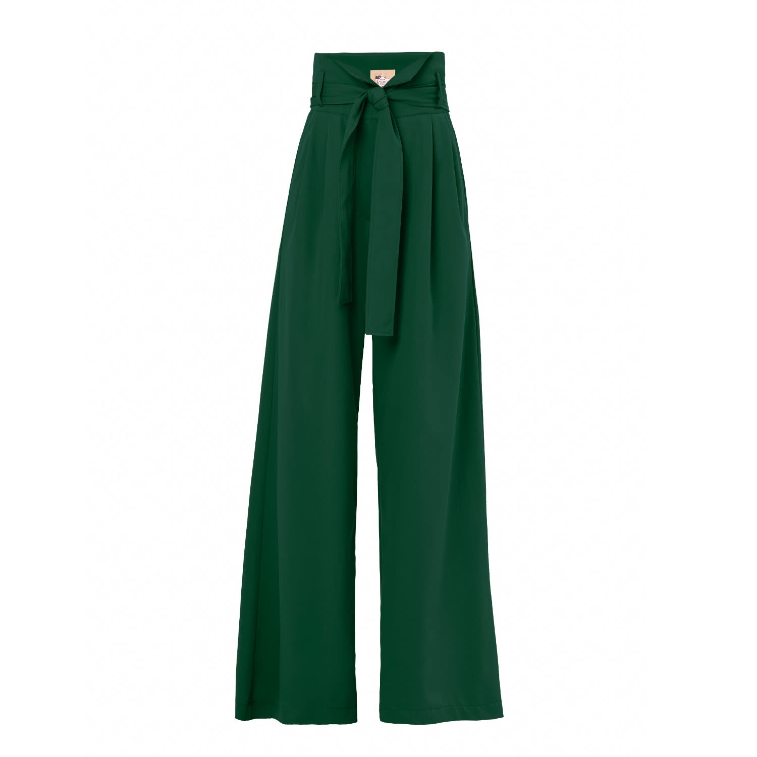 Forest Green Satin High Waist Wide Leg Trousers