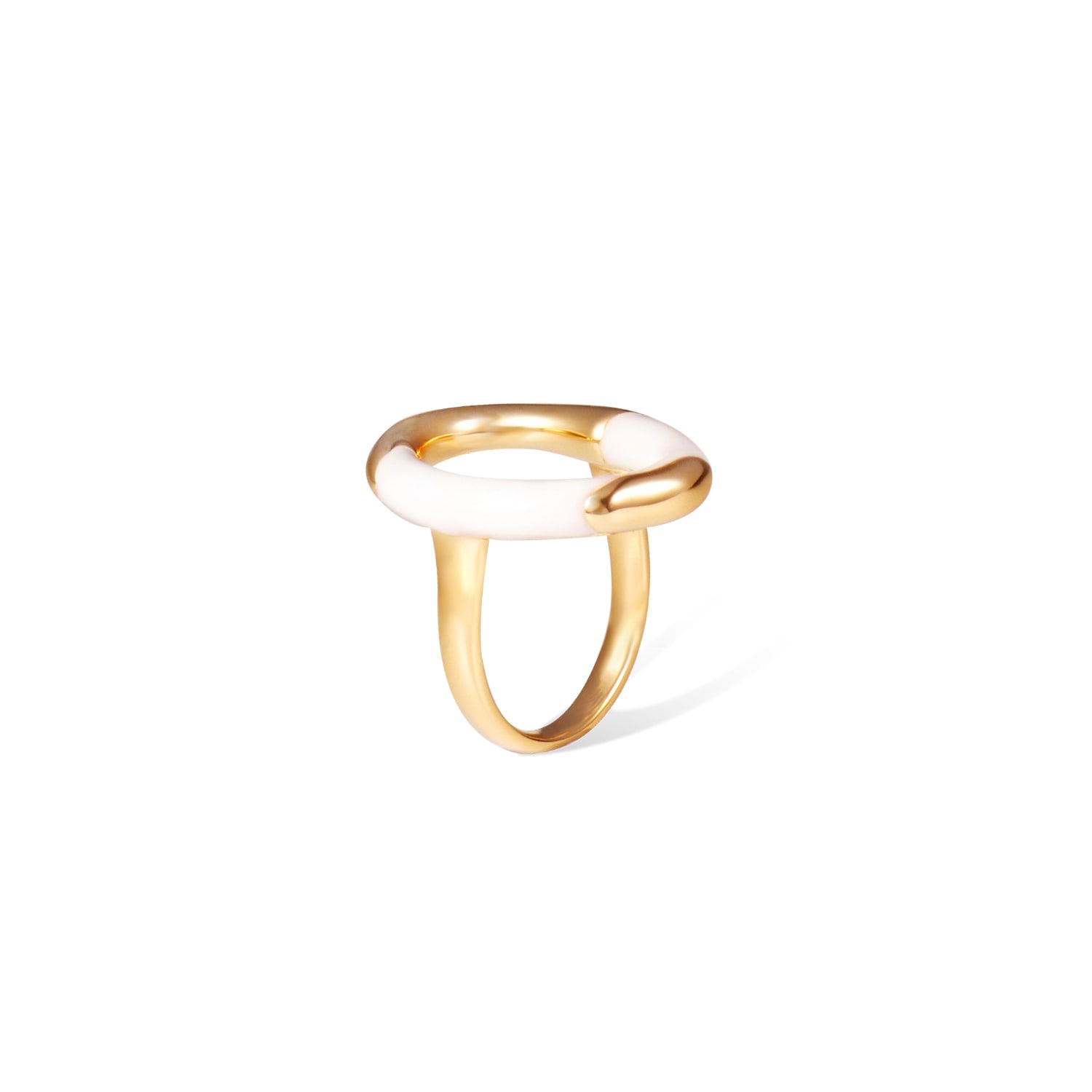 Retro Chic Women's White / Gold Time Ripples Round Ring