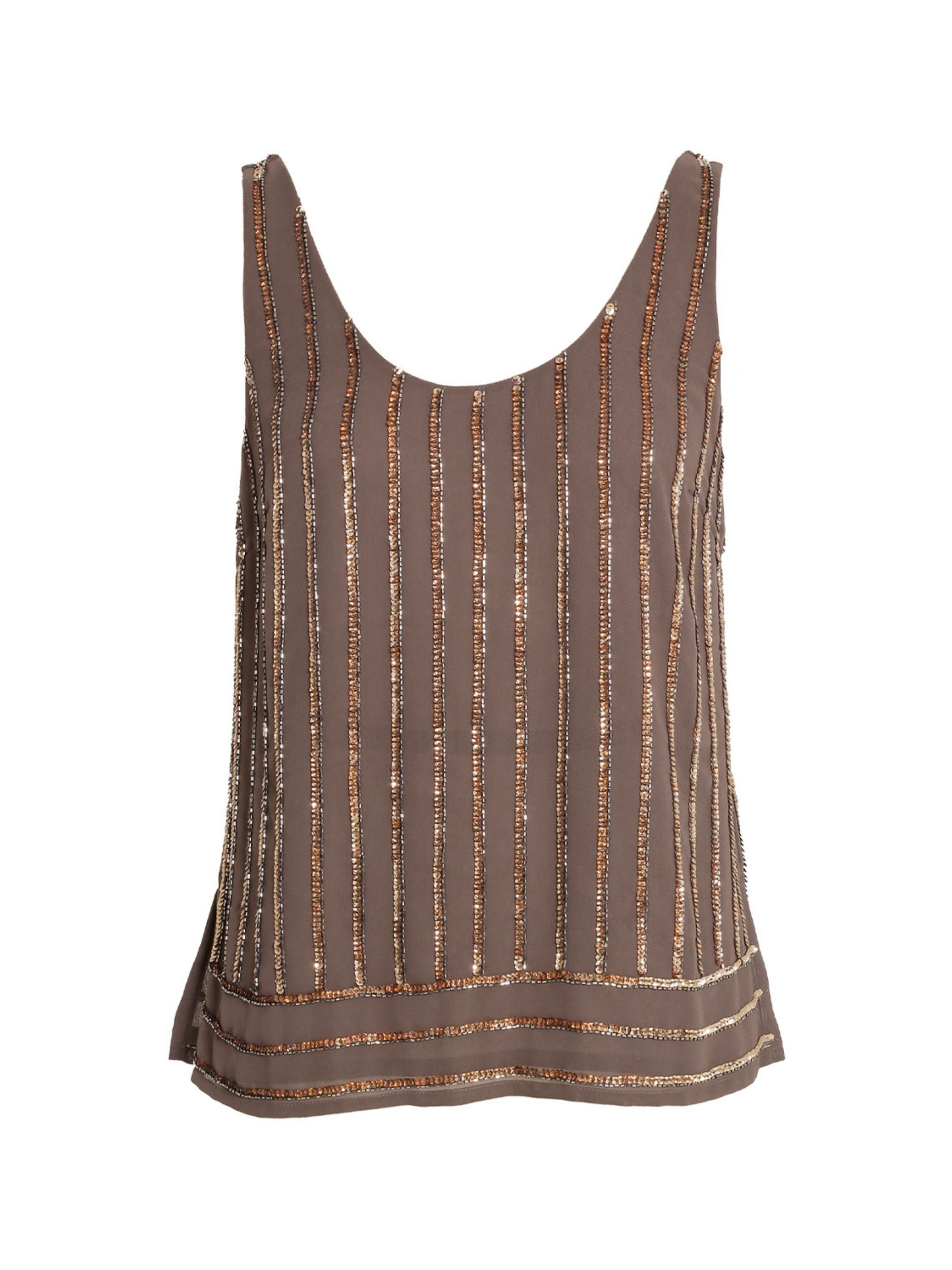 Rose & Nancy Women's Grey / Brown Selene Mink Sequin Vest In Grey/brown