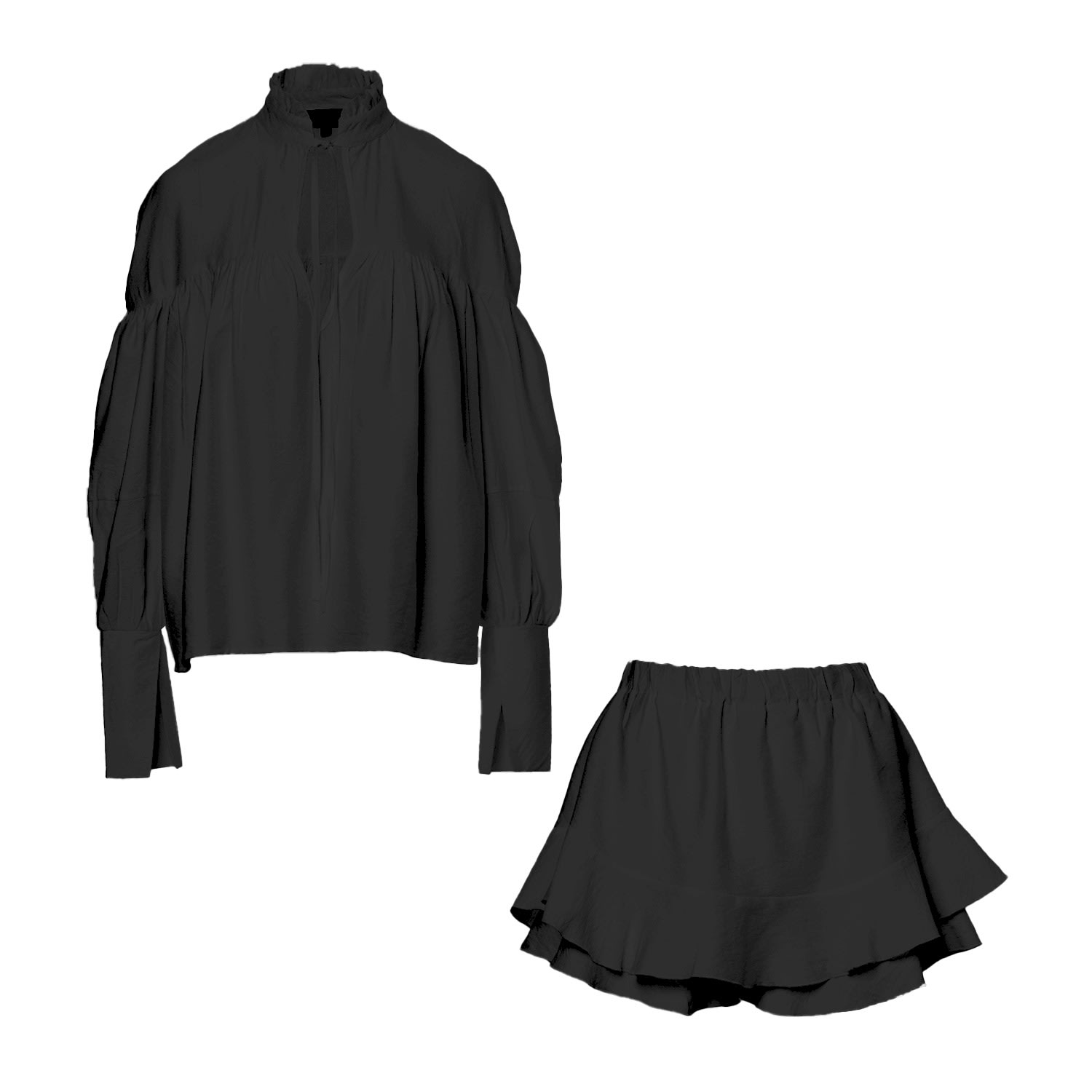 Women’s Black Set With Blouse And Pants With Skirt Medium Bluzat