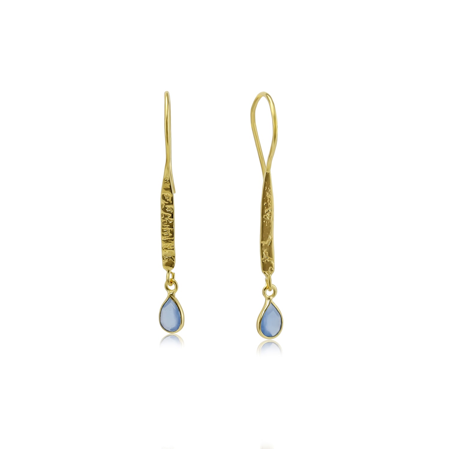 Isla Silver Women's Gold / Blue Blue Chalcedony Dream Gold Drop Earrings