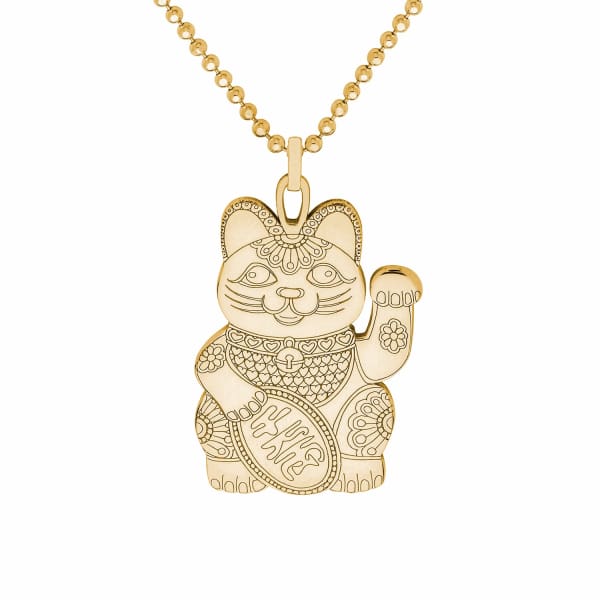 Cartergore Small Gold Lucky Cat Pendant Necklace In Pendant