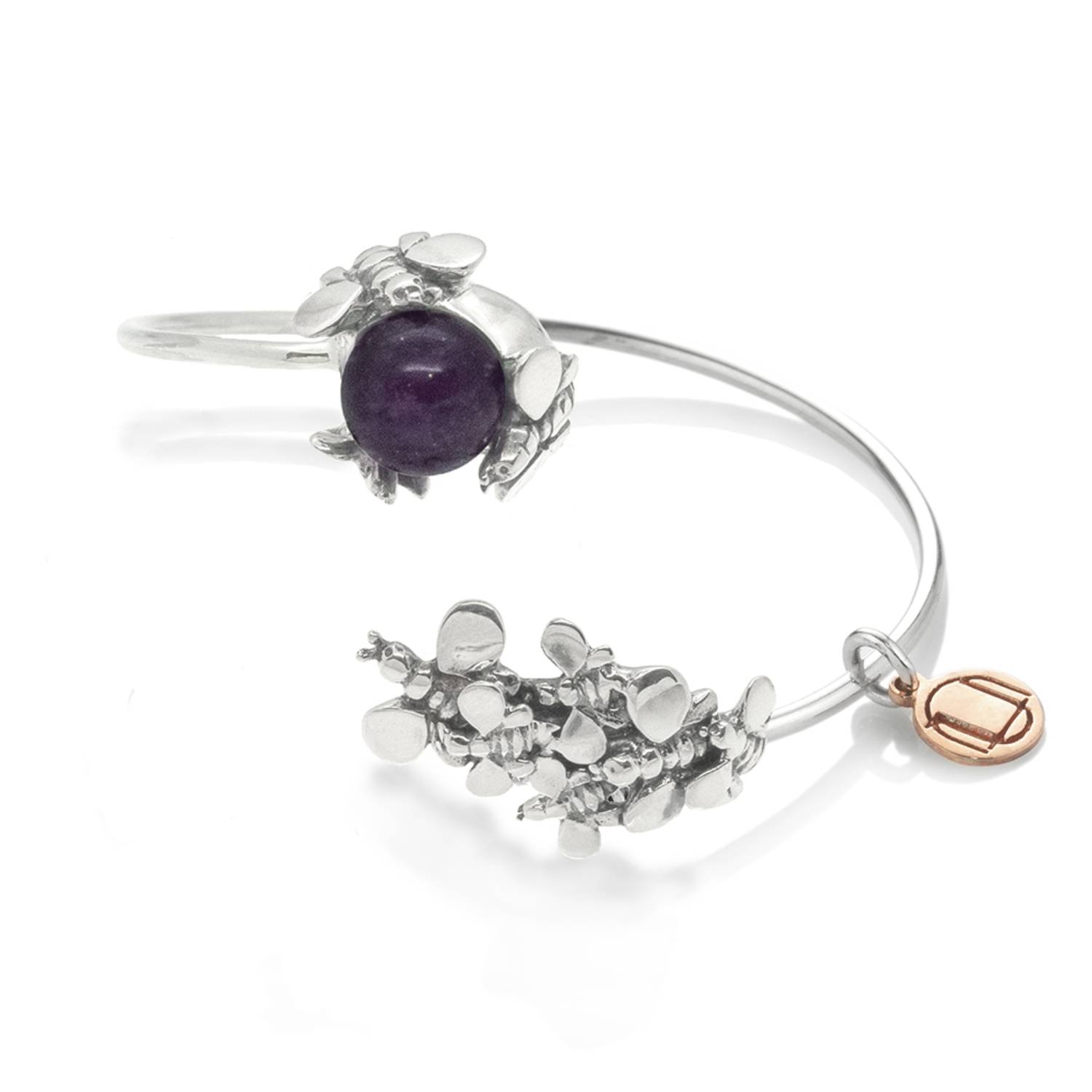 Women’s Black Natural Queen Bracelet In Sterling Silver, With Natural Amethyst Unaloe