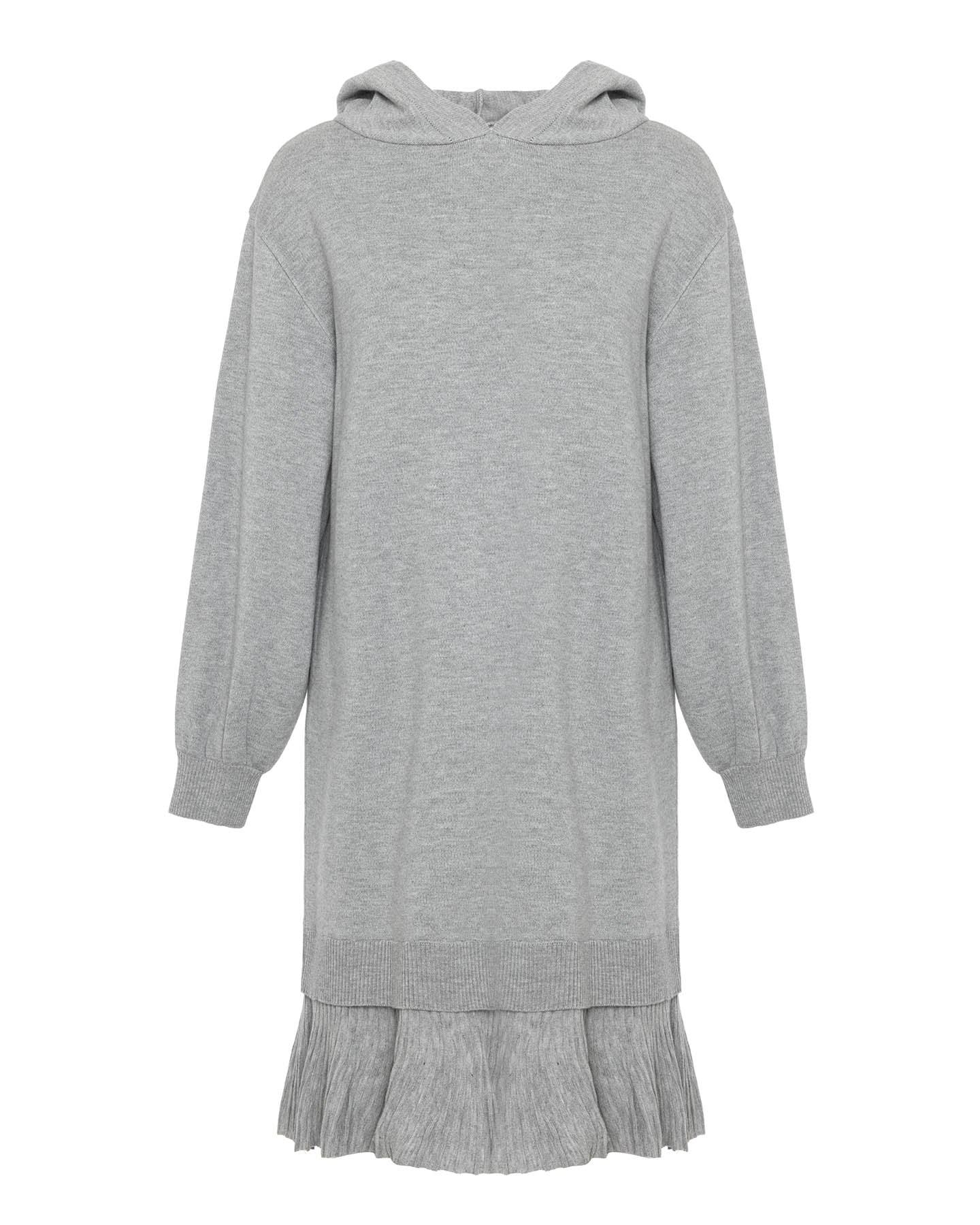 Theo The Label Women's Grey Nomia Pleated Hem Hoodie Dress In Grey