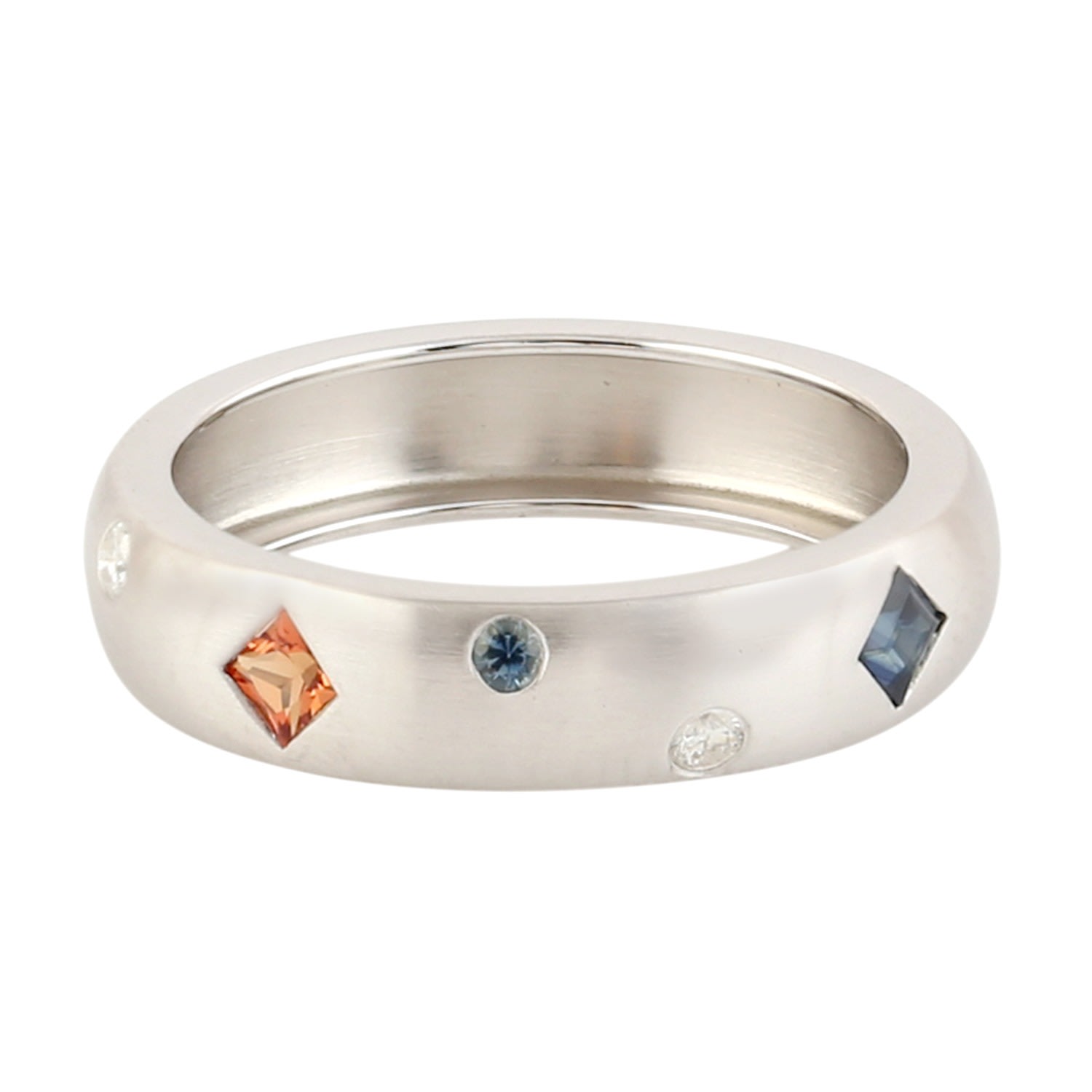 Artisan Women's Natural Diamond And Sapphire Eternity Ring In White Gold