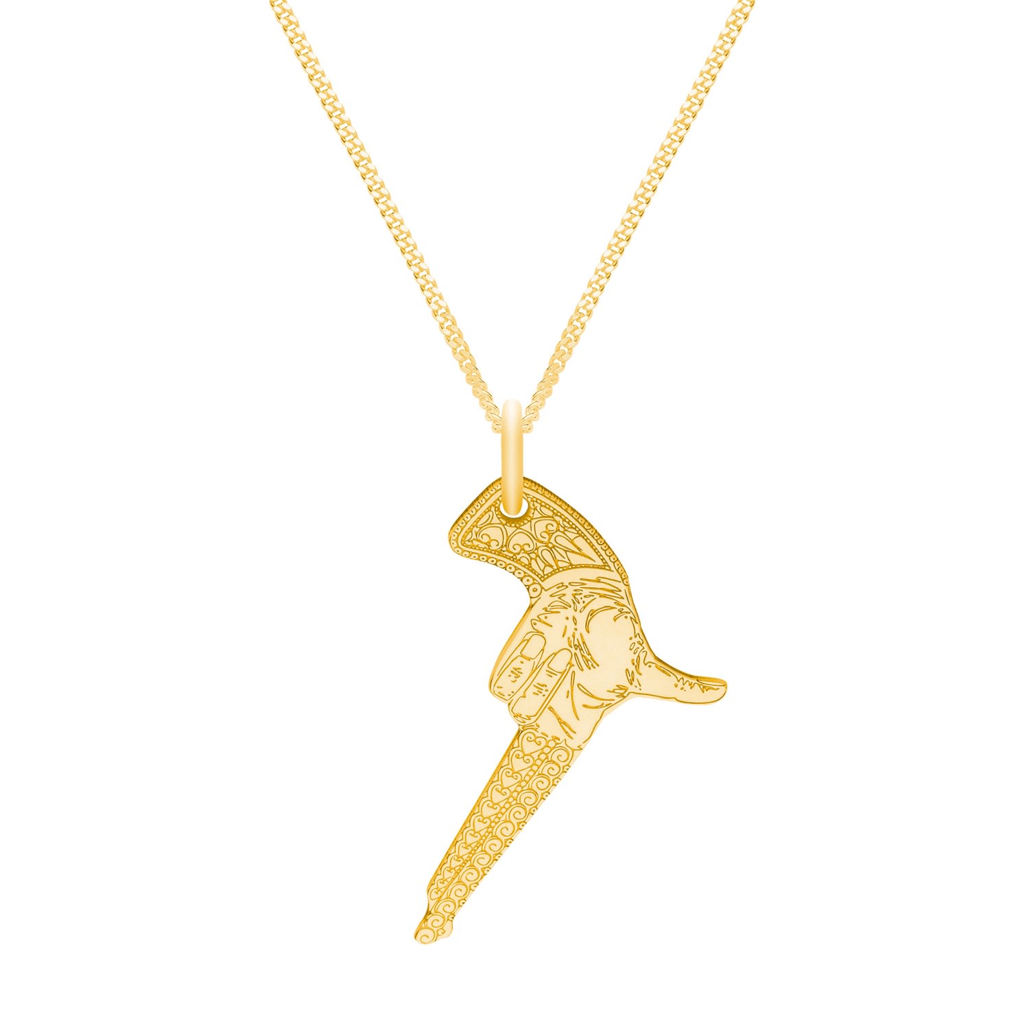 Women’s Medium Gold Hand Gun Pendant Necklace Cartergore