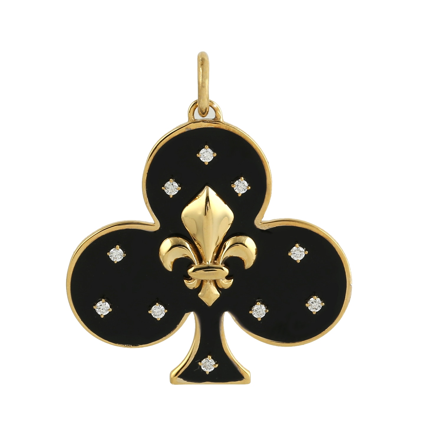 Artisan Women's White / Gold / Black 14k Gold Pendant With Diamond Fleur De Lis And Enamel Detailing In Multi