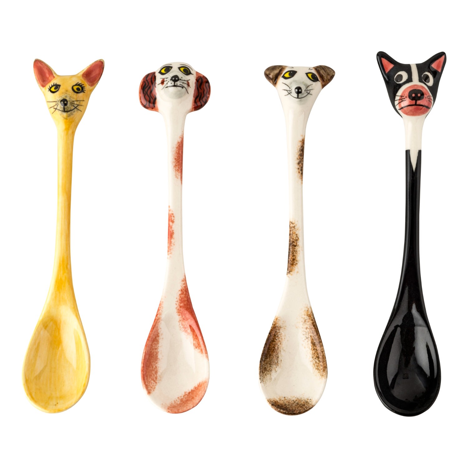 Hannah Turner Neutrals / White / Brown Ceramic Dog Spoons In Multi