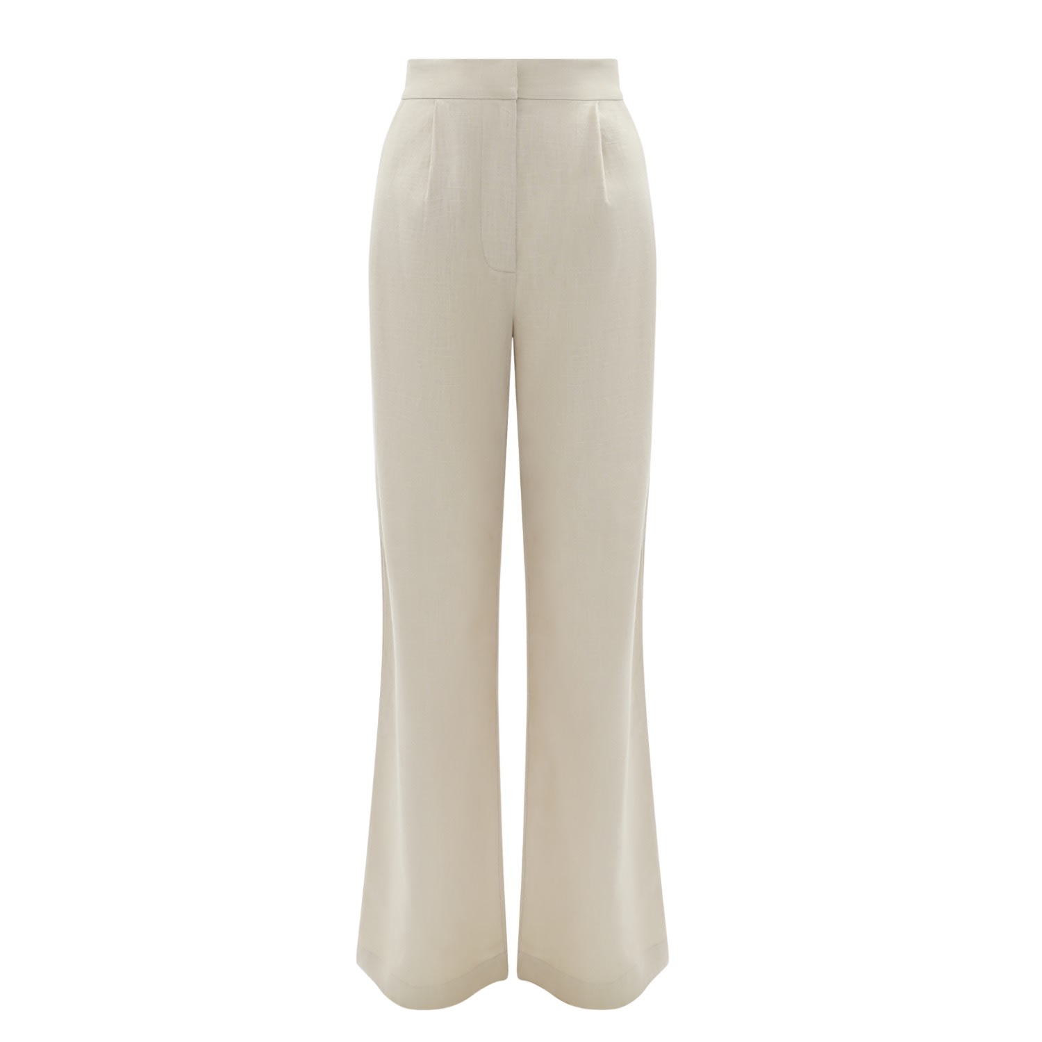 Women’s Neutrals Extra Tall Beige Linen Trousers - Straight, High-Waisted & Adjustable Medium Kk