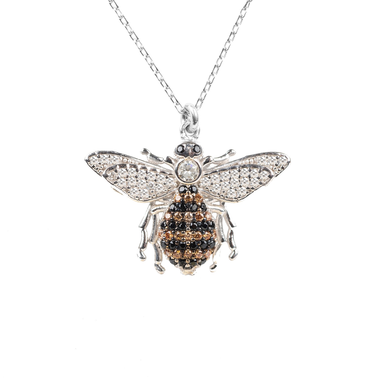 Women’s Honey Bee Pendant Necklace Silver Latelita