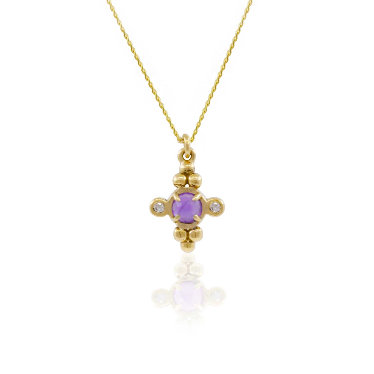 Women’s Amethyst & Diamonds Cross Necklace - Gold Lee Renee