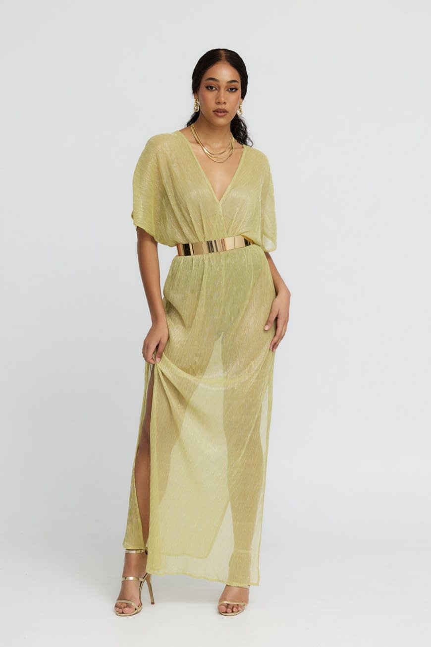 strapless open back dress Designer Satin Silk Pleated Maxi Dress – kalisa main image 0