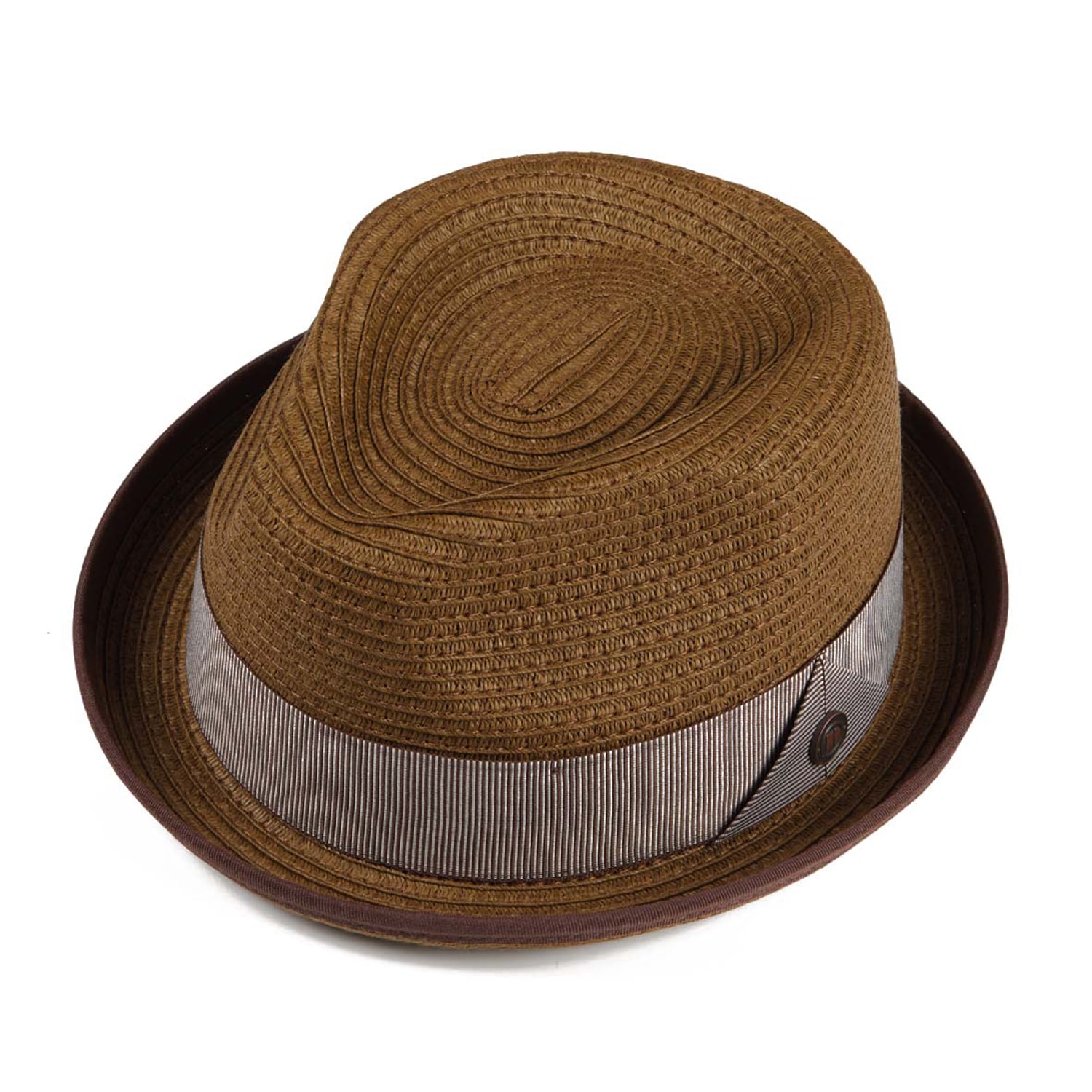Dasmarca Hats Men's Dasmarca Andy Short Brim Trilby Retro Summer Skimpy Brim Straw Braided Hat - Cedar Brown In Brown