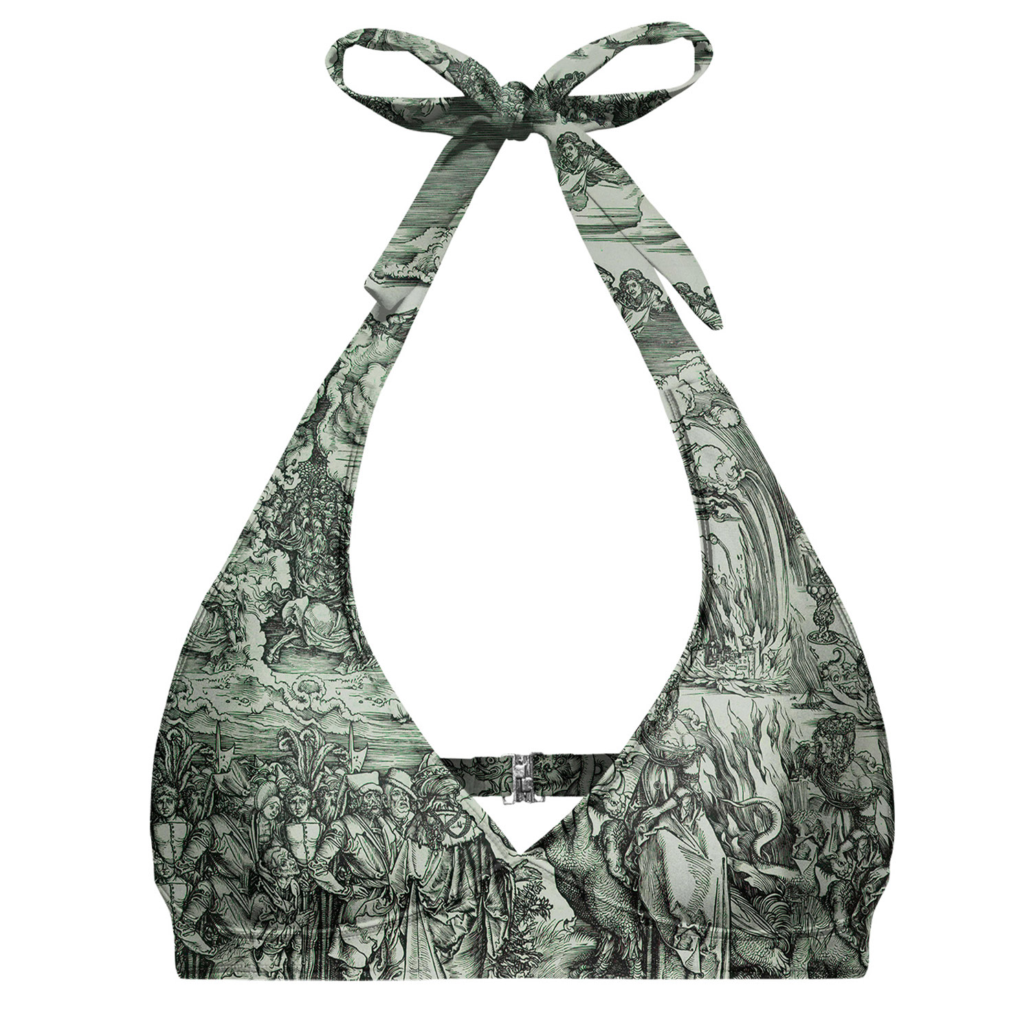 Aloha From Deer Women's Green / Grey Durer Series Apocalypse Halter Neck Bikini Top In Green/grey