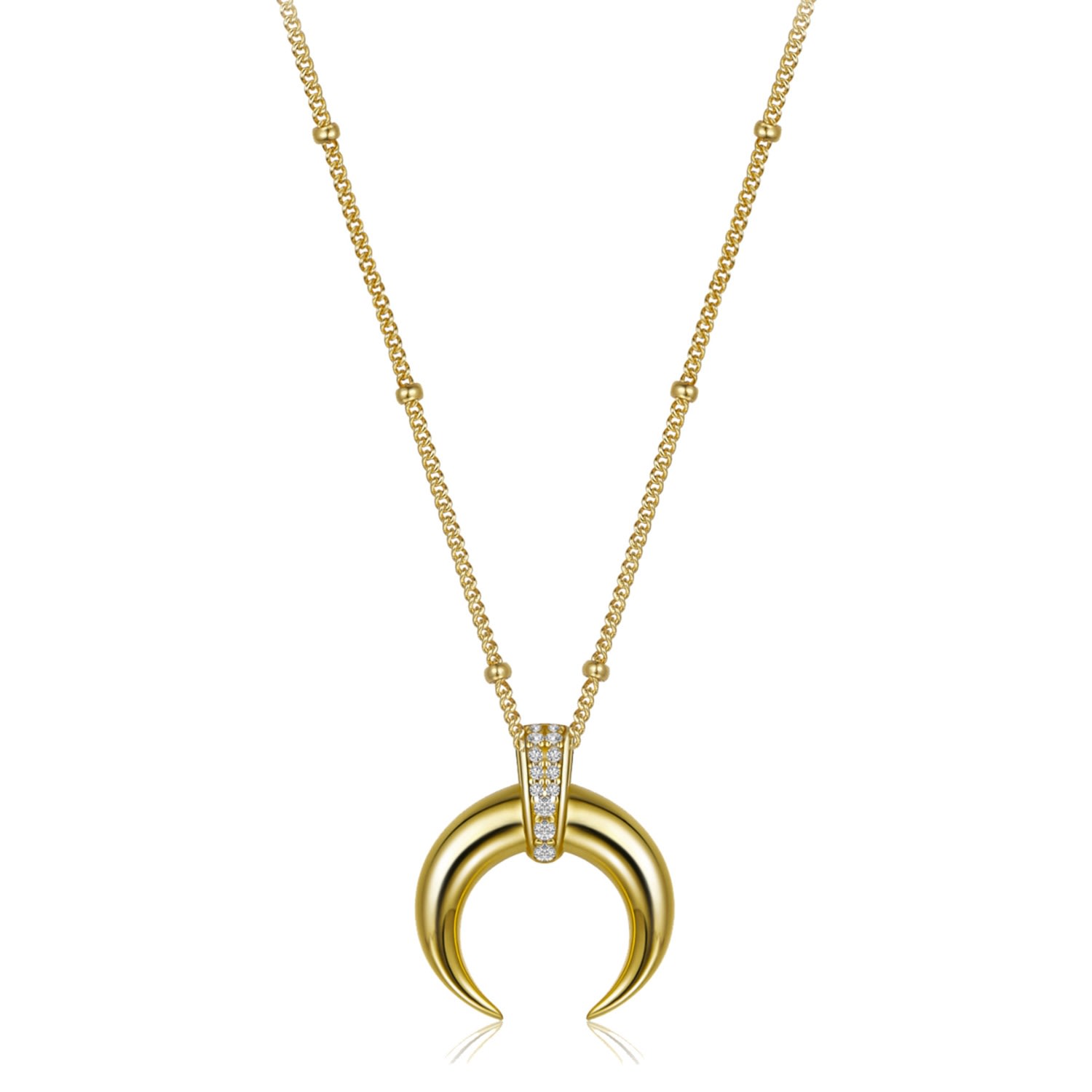 Women’s Amun Horn Gold Vermeil Cz Necklace Janus Edinburgh