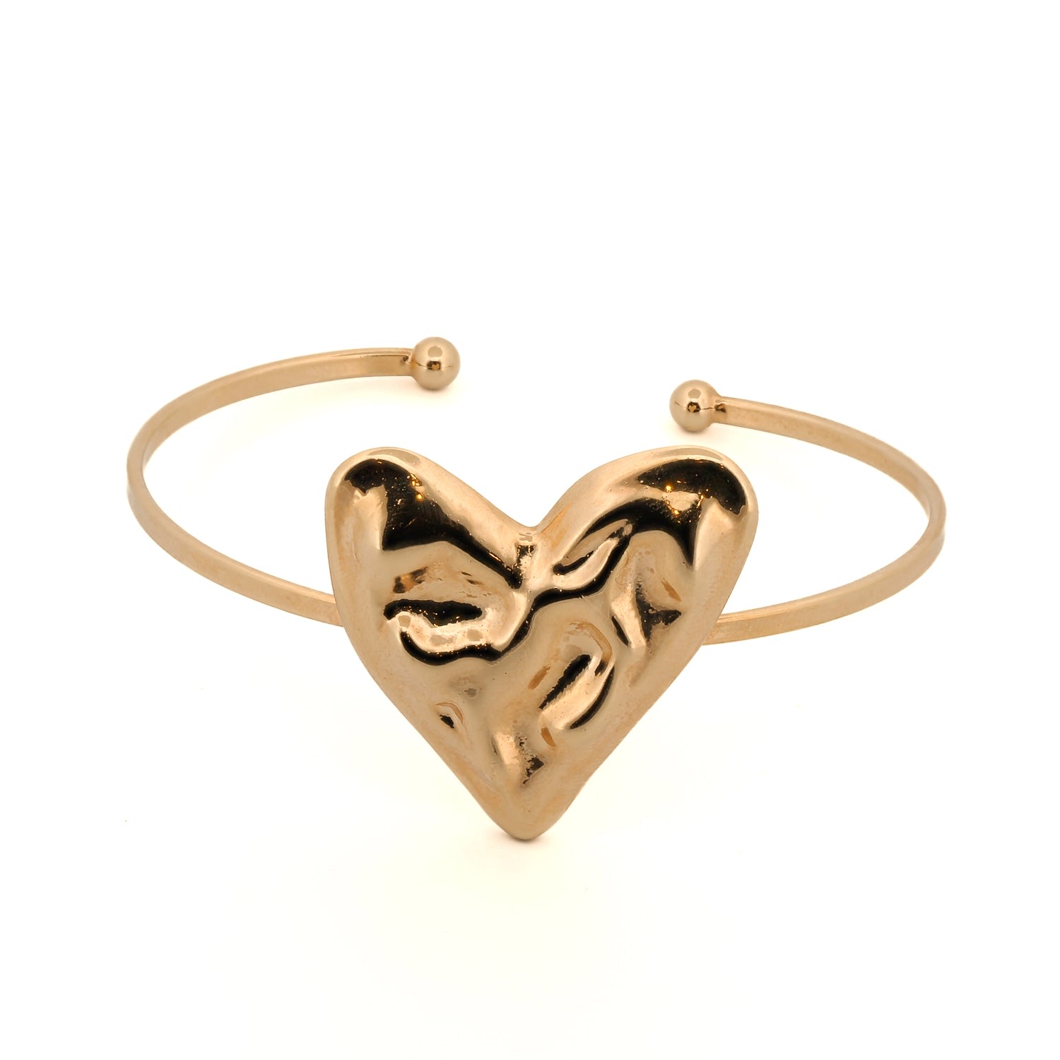 Women’s Big Love Gold Heart Cuff Bracelet - Gold Ebru Jewelry