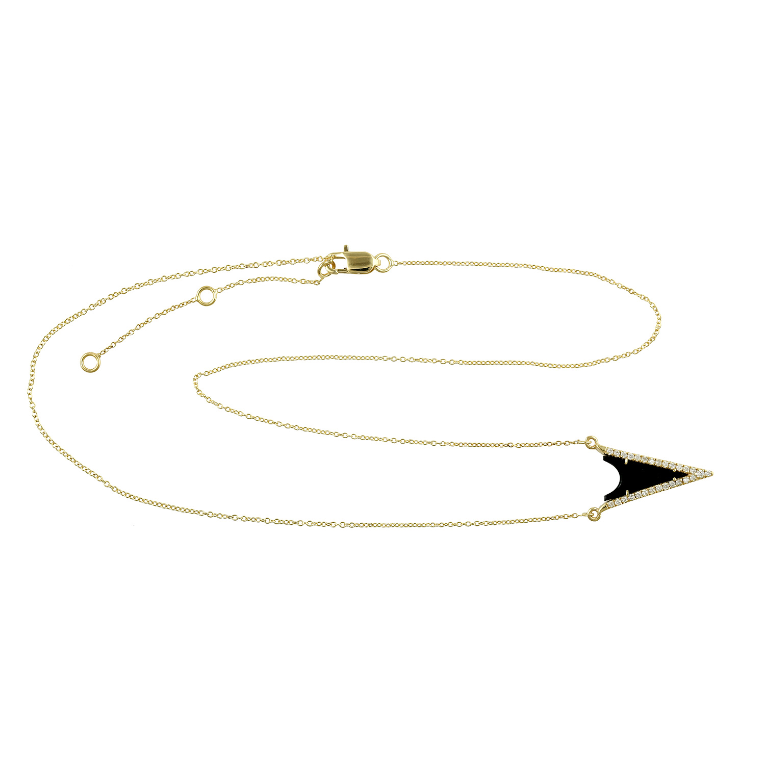 Women’s Black / Gold / White Black Onyx & Diamond Pendant Chain Necklace 18K Yellow Gold Designer Jewelry Artisan