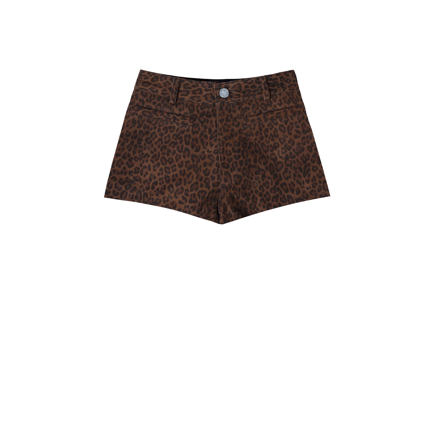 Brown Womens Leather Short Shorts - Leopard Suede 34" OTHER UK