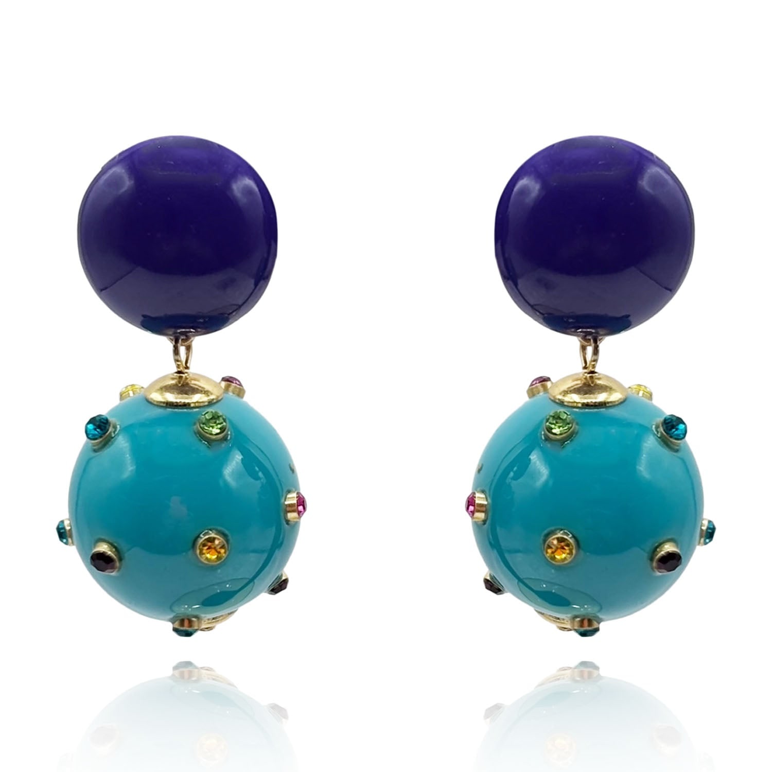 Michael Nash Jewelry Women's Blue / Purple Valentina Purple And Turquoise Resin Studded Pierced Earrings In Multi