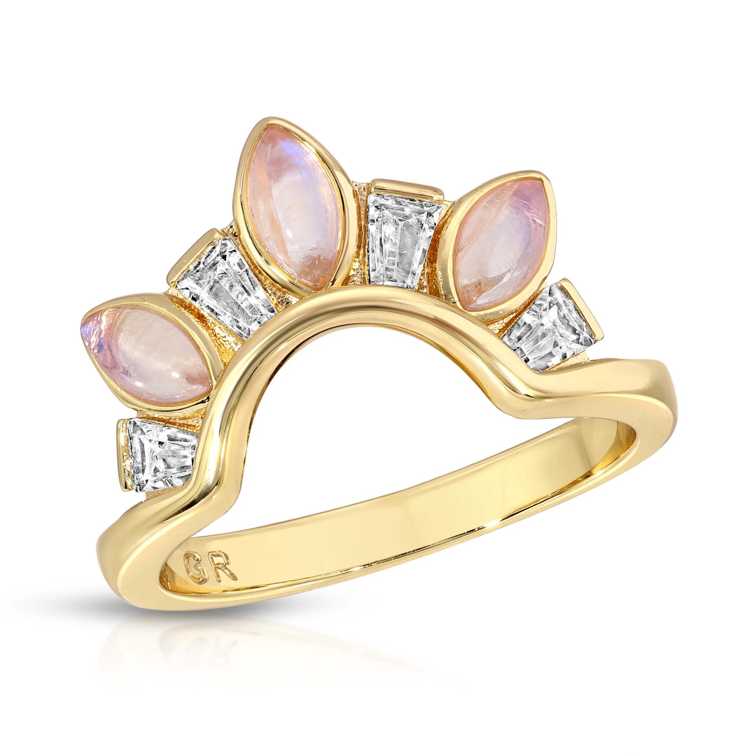 Women’s Seven Wonders Arc Ring - Rainbow Moonstone Glamrocks Jewelry