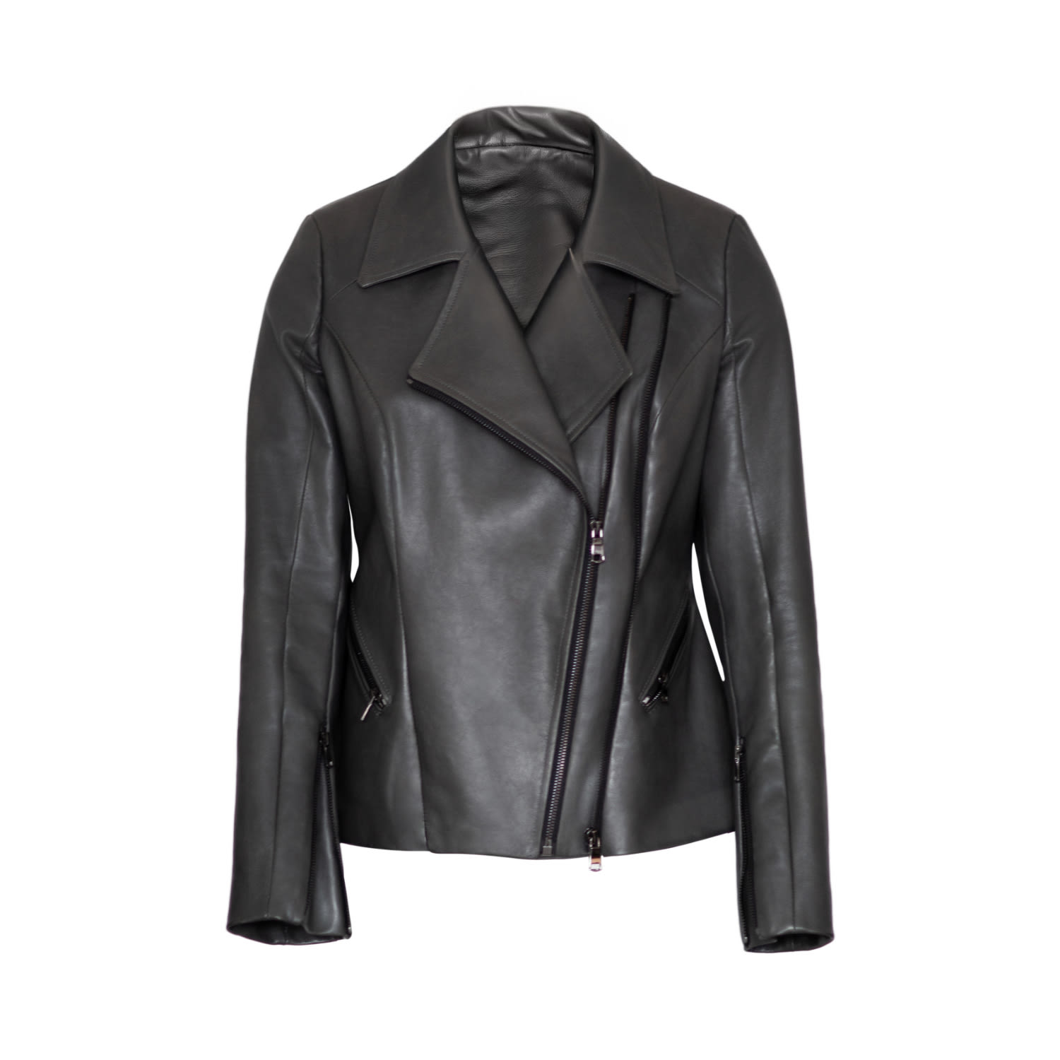 Women's Grey Leather Jacket | Small | Mionè