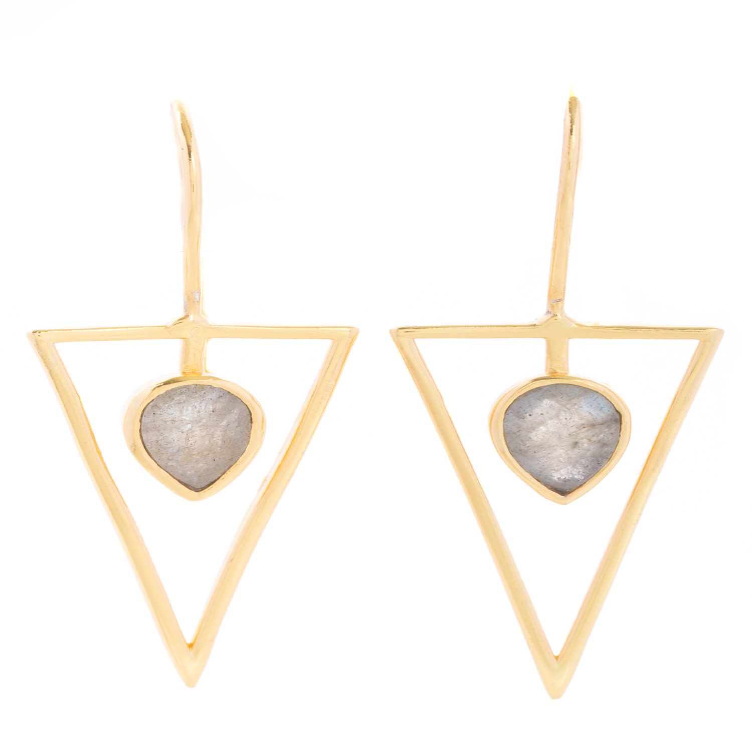Saachi Women's Grey Triangle Open Frame Gemstone Gray Earrings In Gray