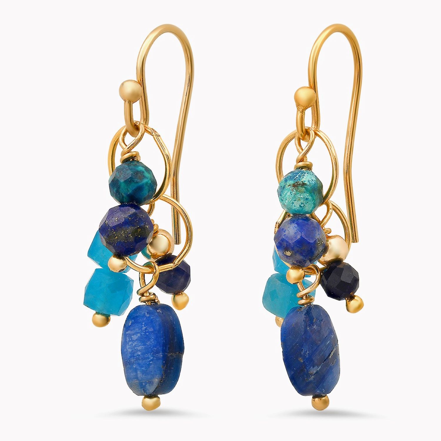 Soul Journey Jewelry Women's Blue / Green / Gold Serious Blues Apatite Earrings In Blue/green/gold