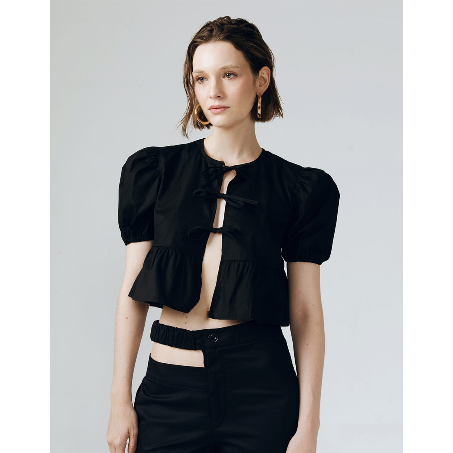 Flair Black Ribbon Crop Top | ATS THE LABEL | Wolf & Badger