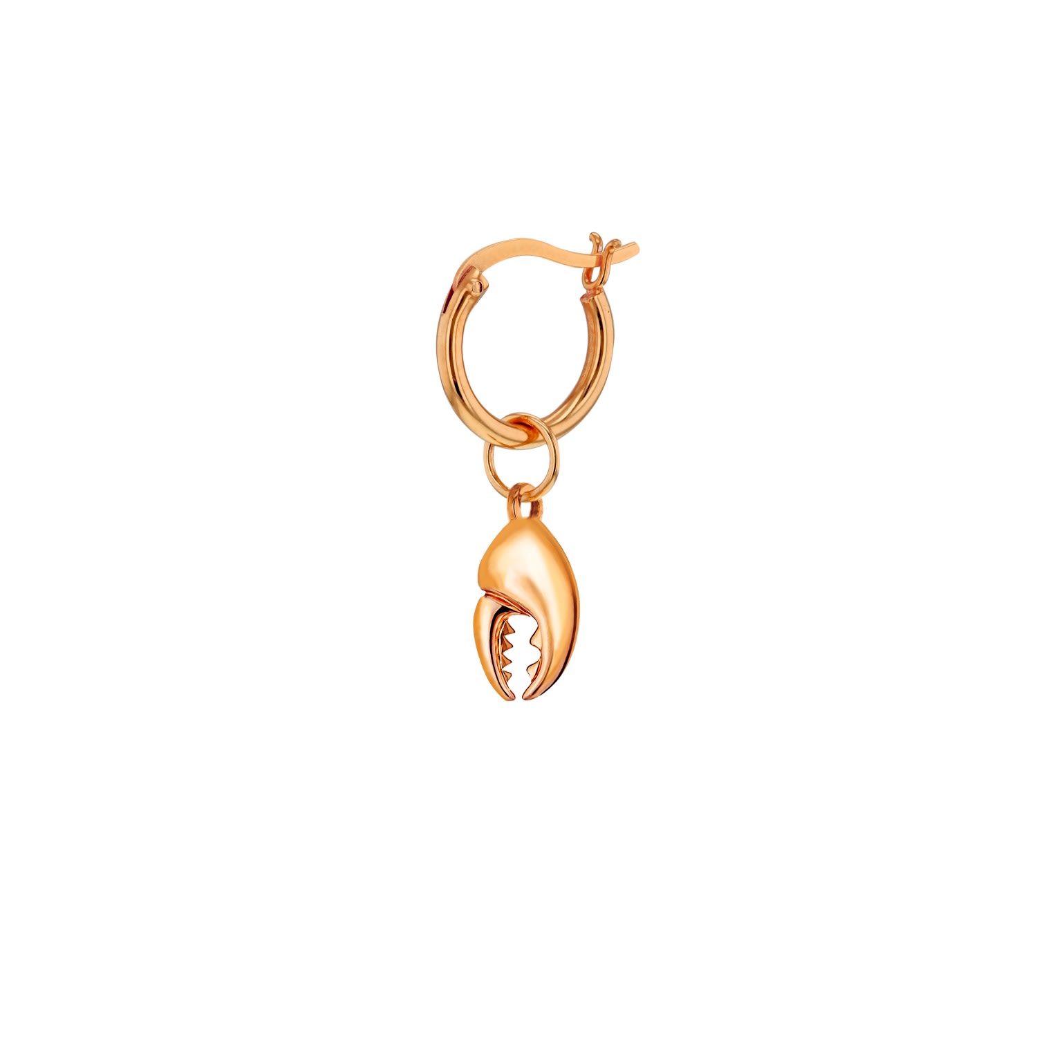 True Rocks Men's 18kt Rose Gold-plated Mini Crab Claw On Rose Gold Hoop In Gold