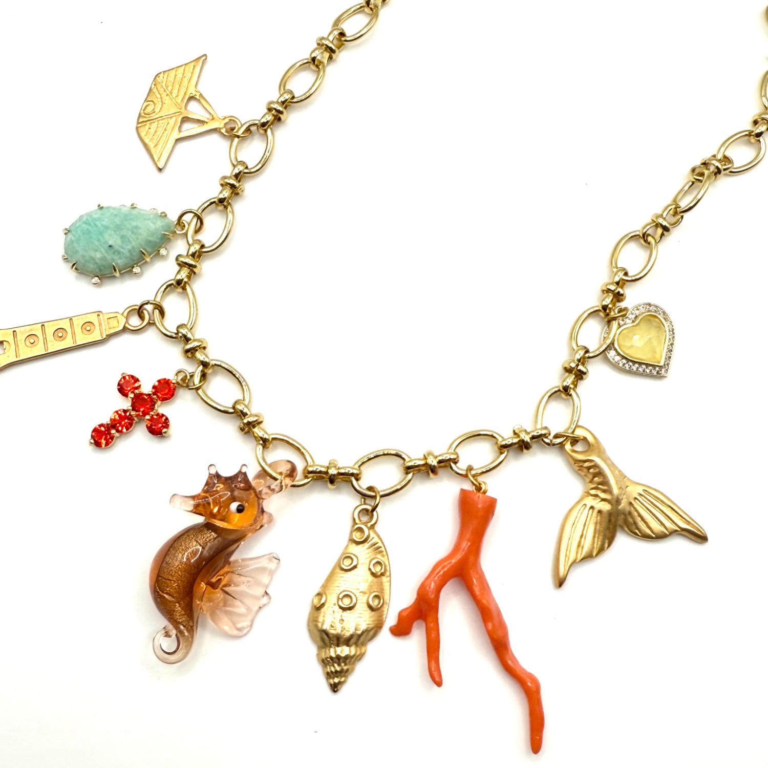 Women's Gold / Neutrals Summer Treasures Charm Necklace | Achala Handcrafted