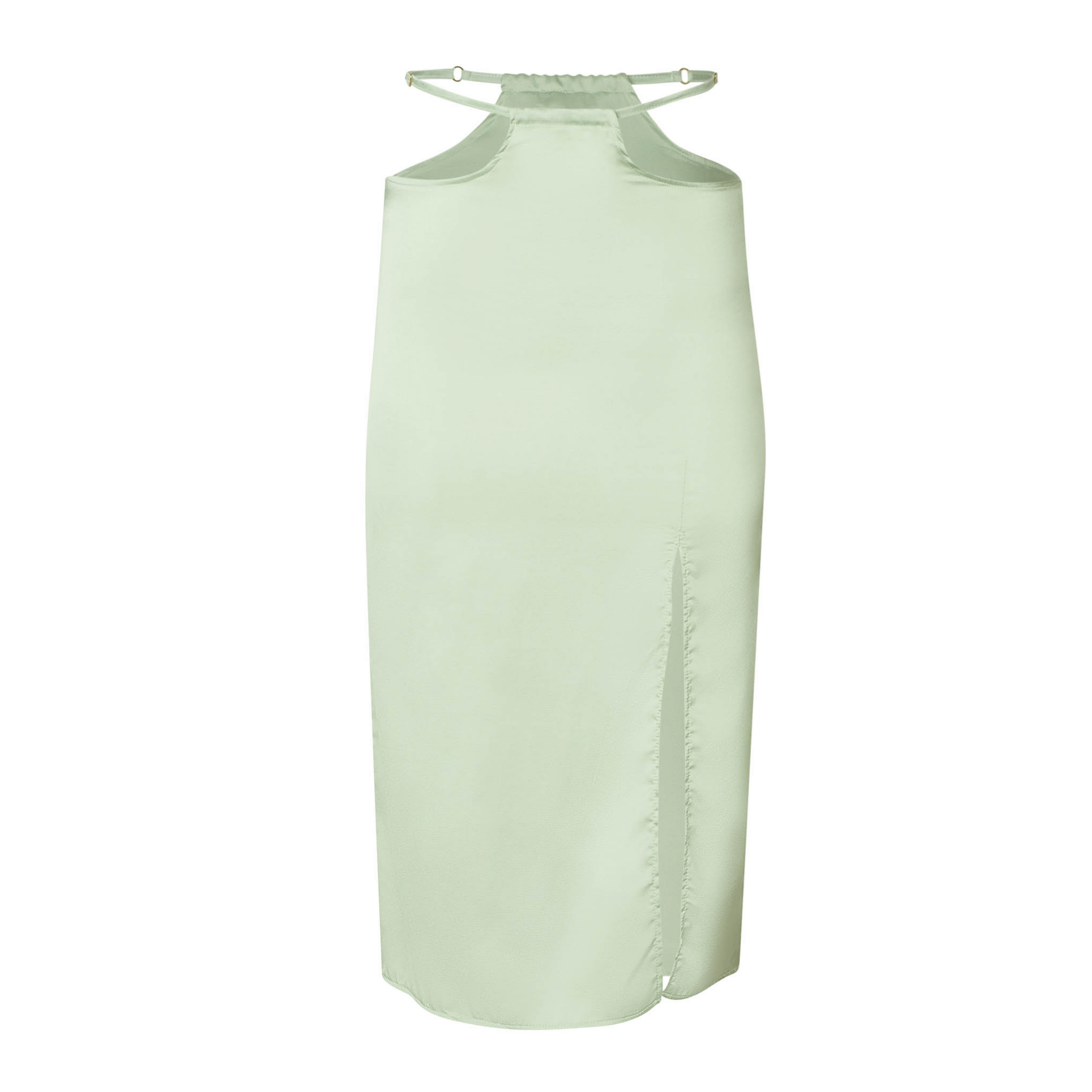 Electra Ruched Panelled Cotton Maxi Skirt in Pastel Green