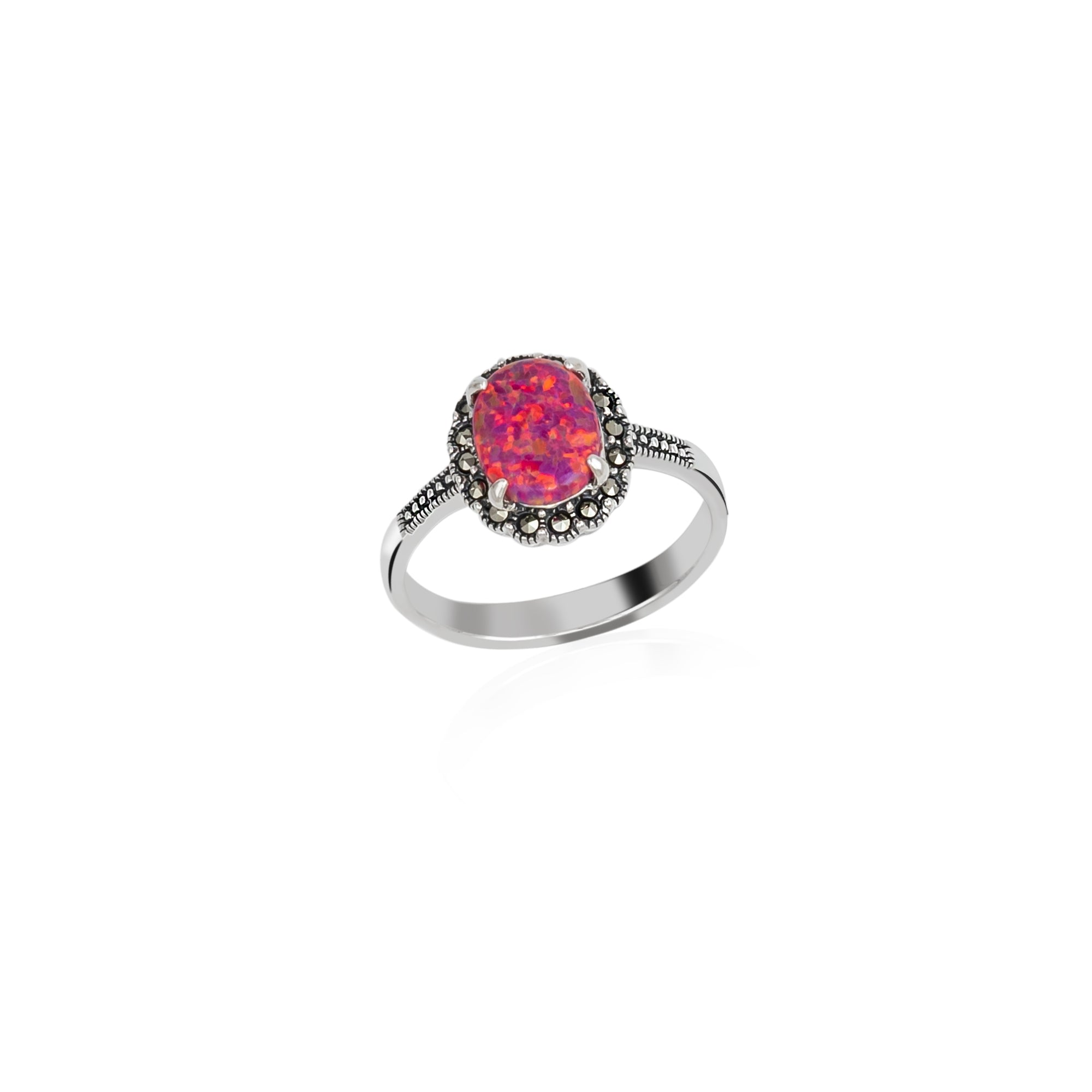 Spero London Women's Red / Silver Red Opal Sterling Silver Ring In Multi