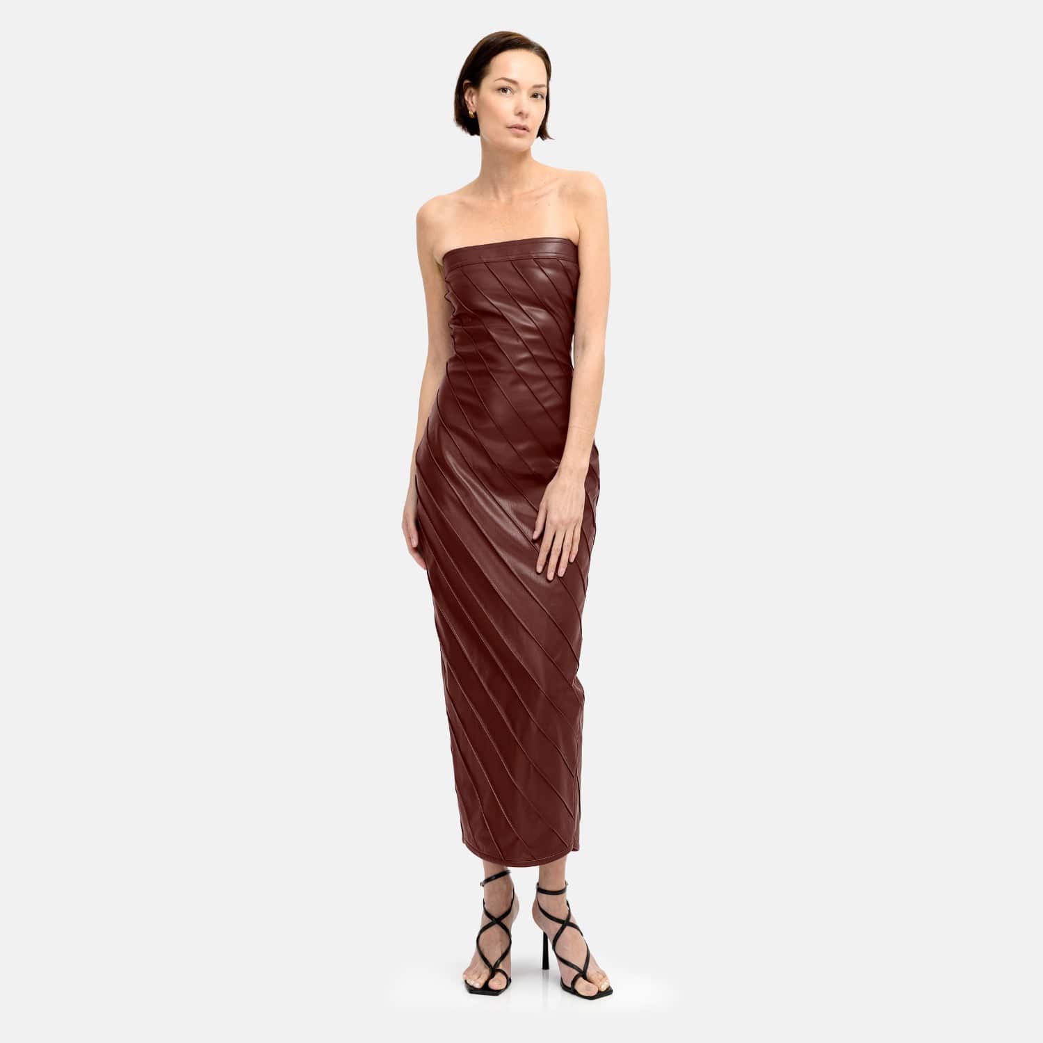 alc green leather dress Look Of Love Olive Green Faux Leather Dress – Shop the Mint main image 1