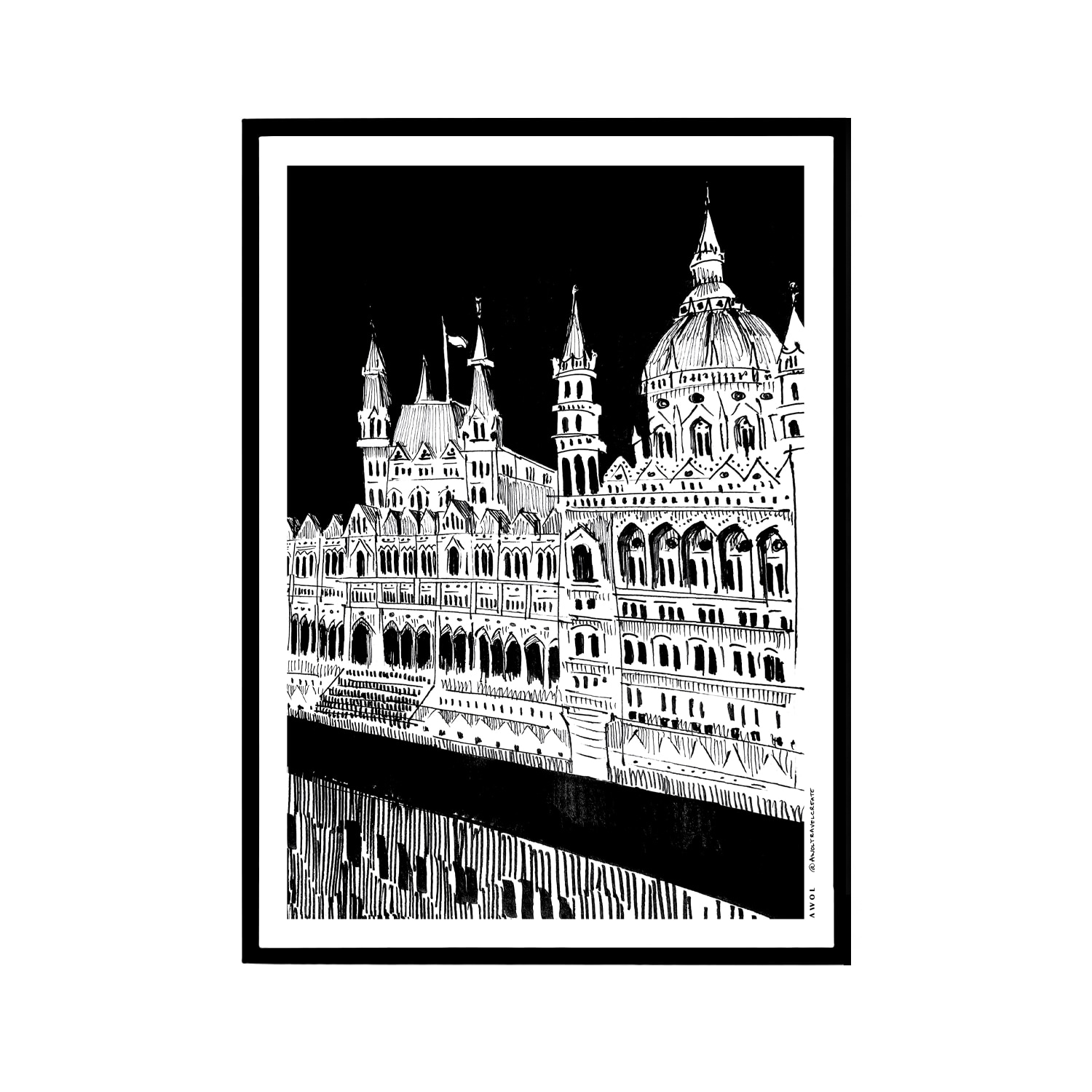 Black / White Beautiful Budapest City Art Print: Hungary Architecture Masterpieces Awol