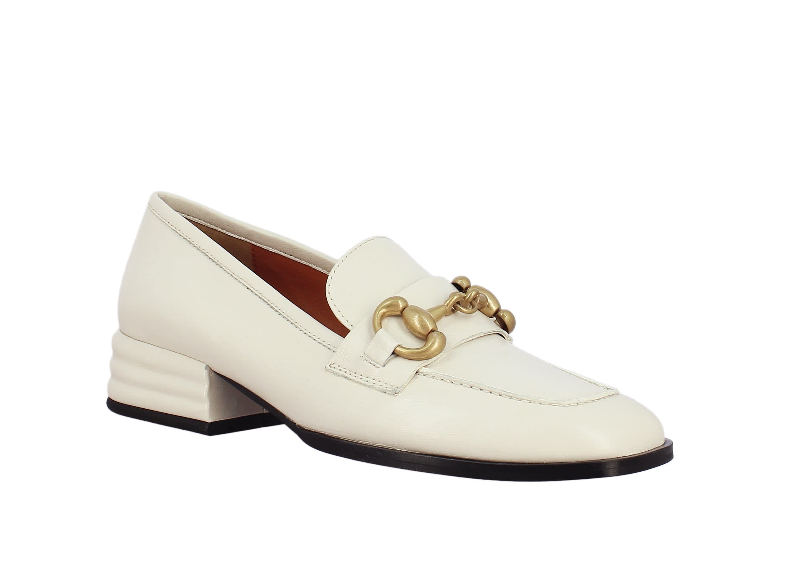 Jenny Leather Block Heels Loafer - White | Saint G | Wolf & Badger