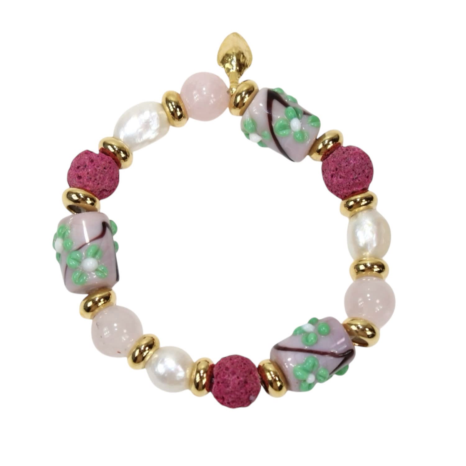 By Virgo Women's Pink / Purple / White Sakura Beaded Bracelet